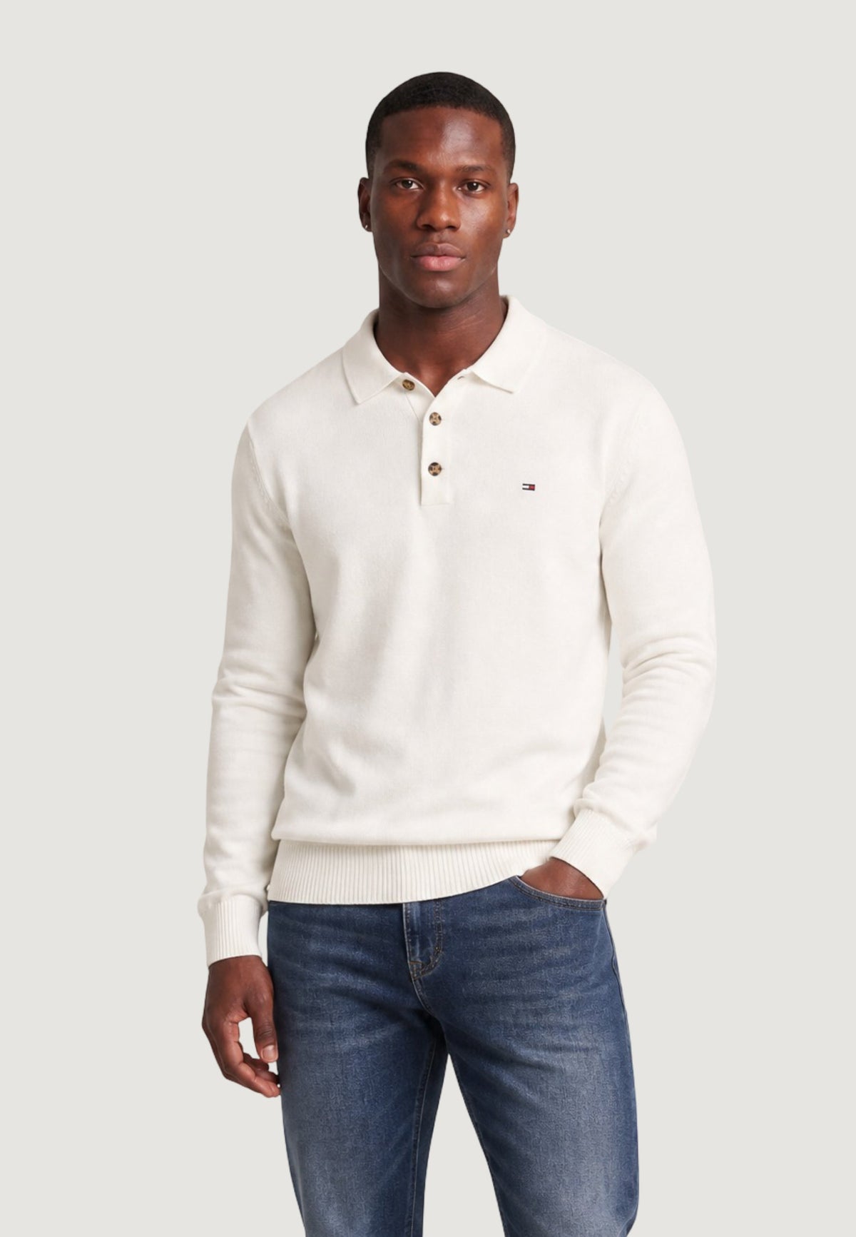 Tommy Hilfiger Slim fit polo met lange mouwen – Wit