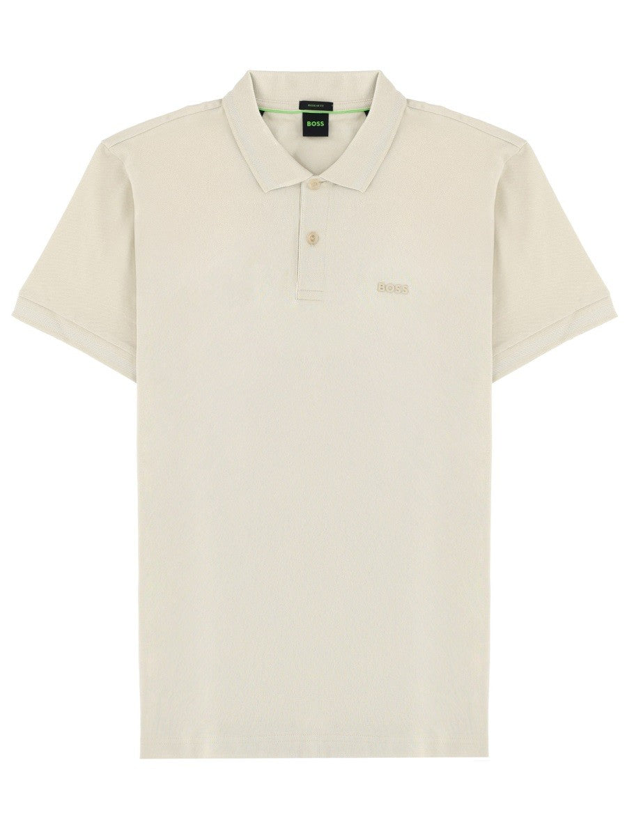 Boss Polo met logo – Beige