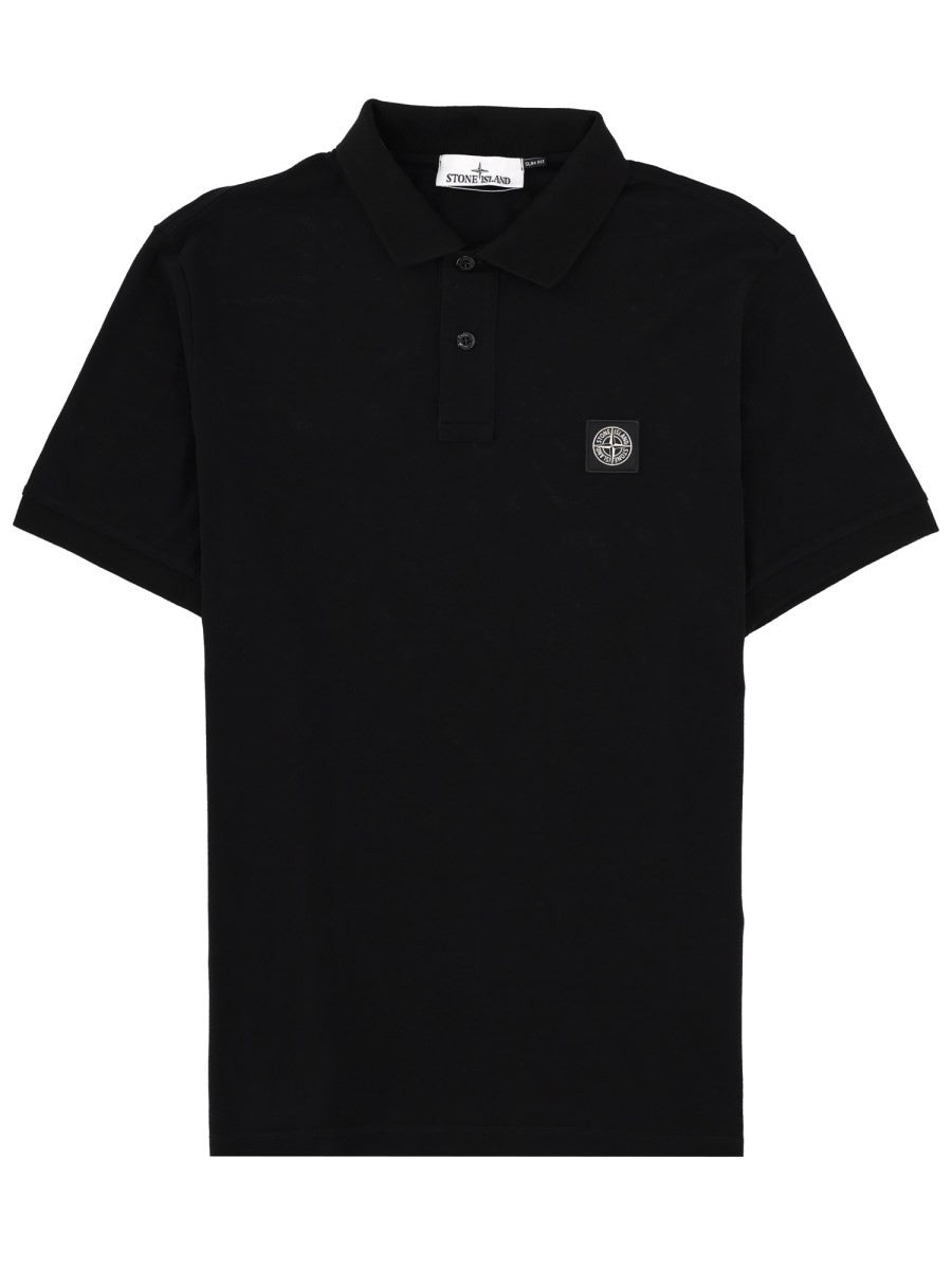 Stone Island Stretch Katoenen Polo – Zwart