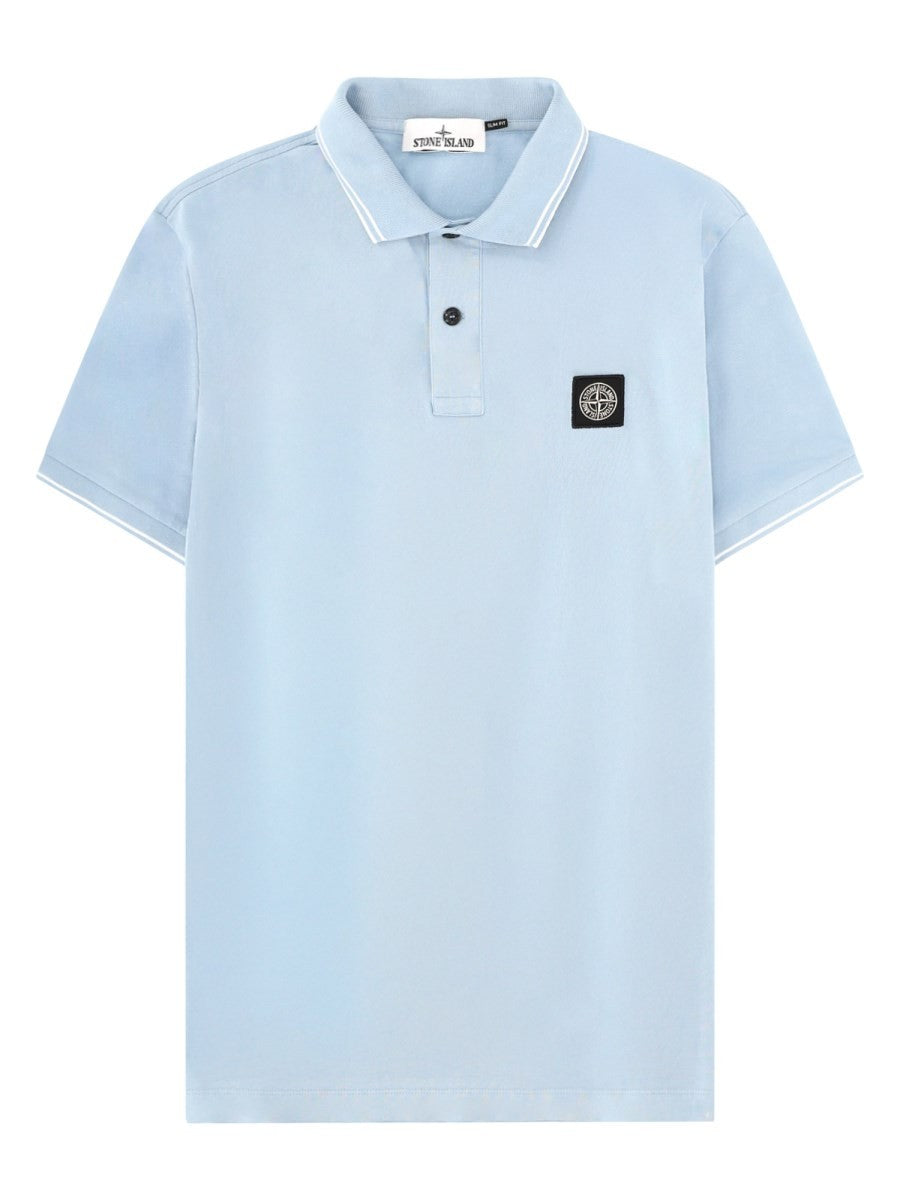Stone Island Polo met logo – Lichtblauw