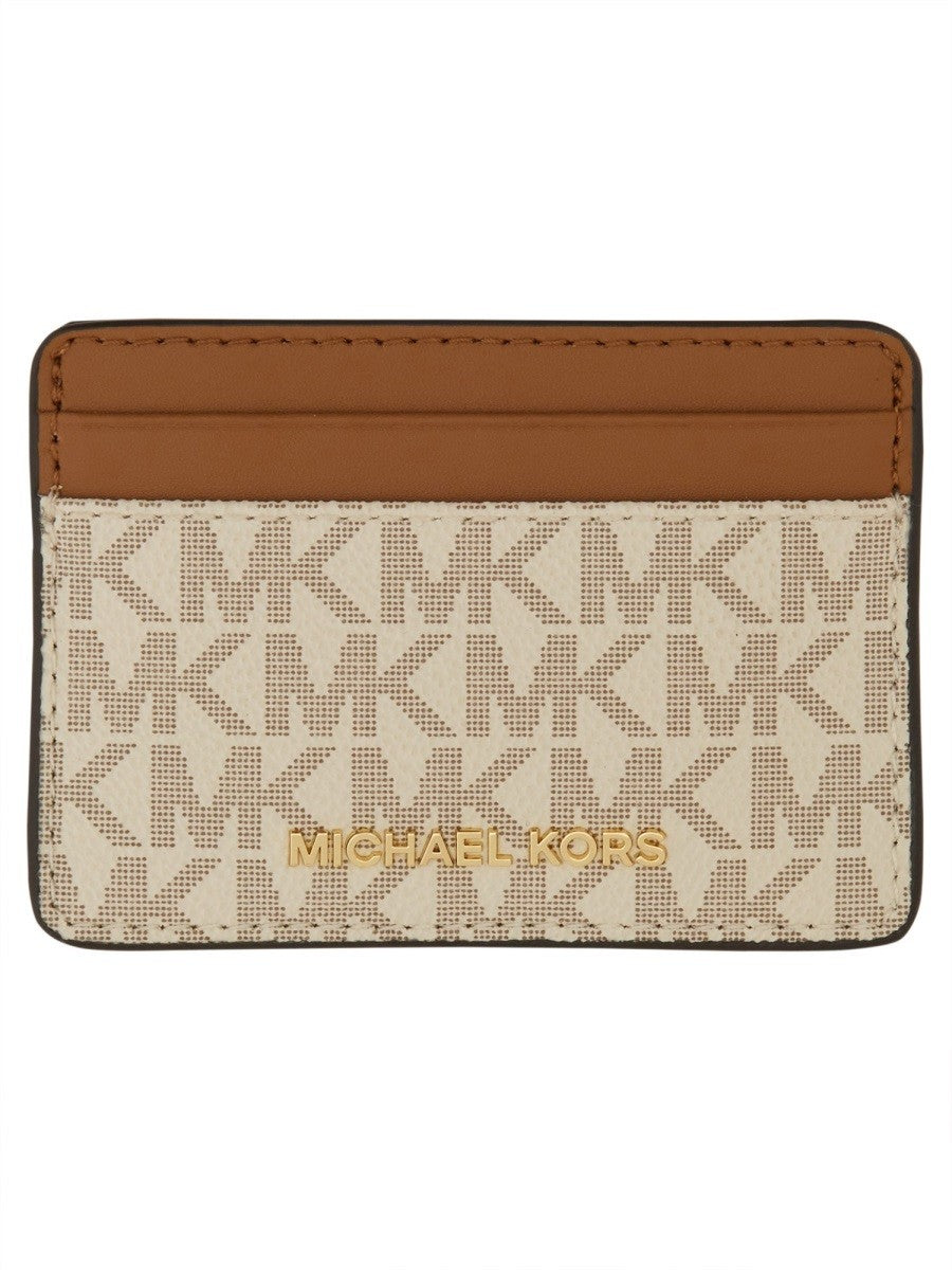 Michael Kors Jet Set Kaarthouder met logoprint – Beige