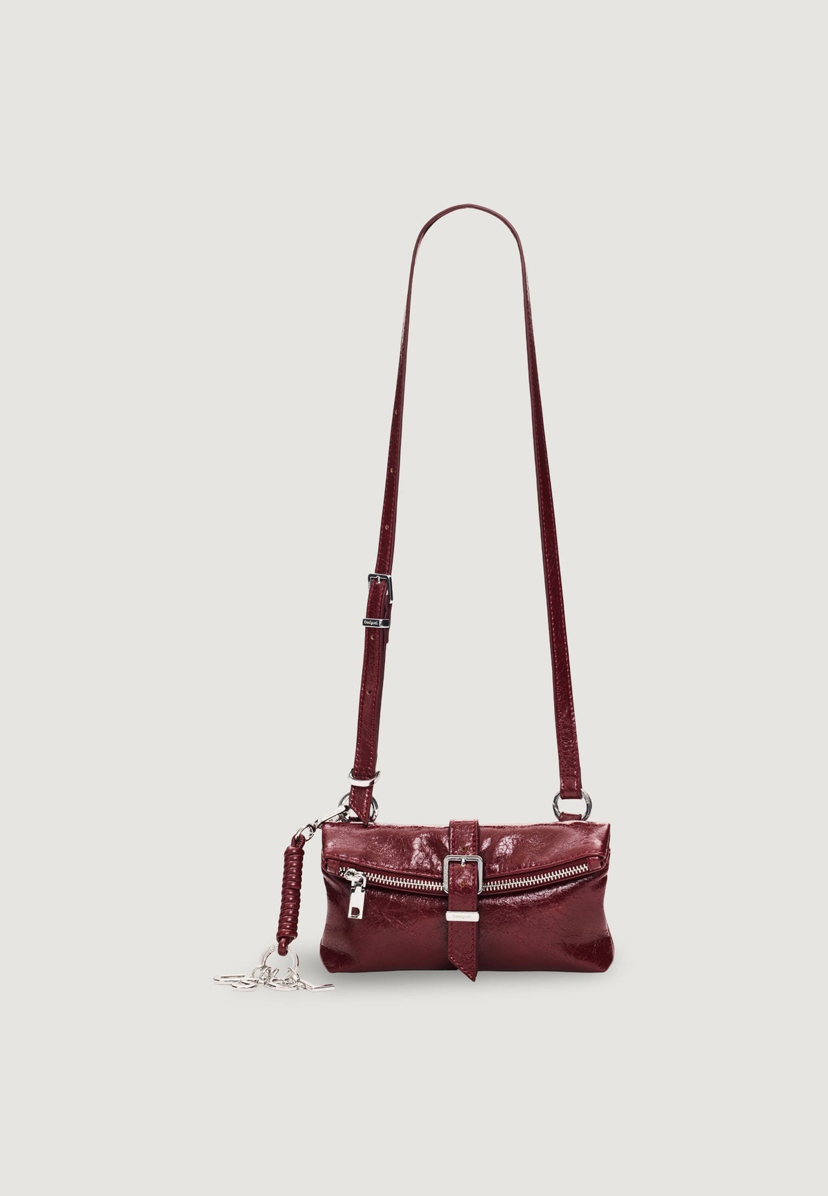 Desigual Half Logo Clutch met asymmetrische rits – Bordeaux