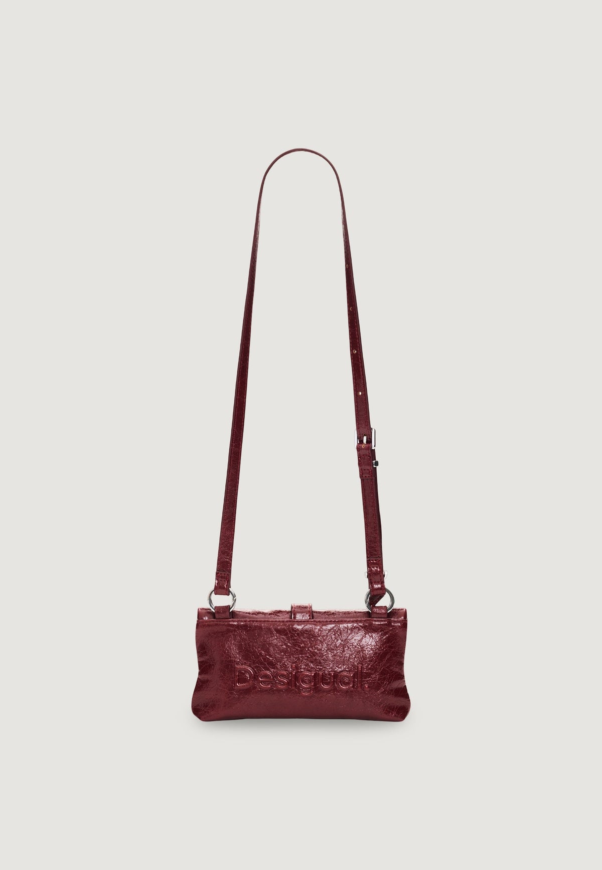Desigual Half Logo Clutch met asymmetrische rits – Bordeaux