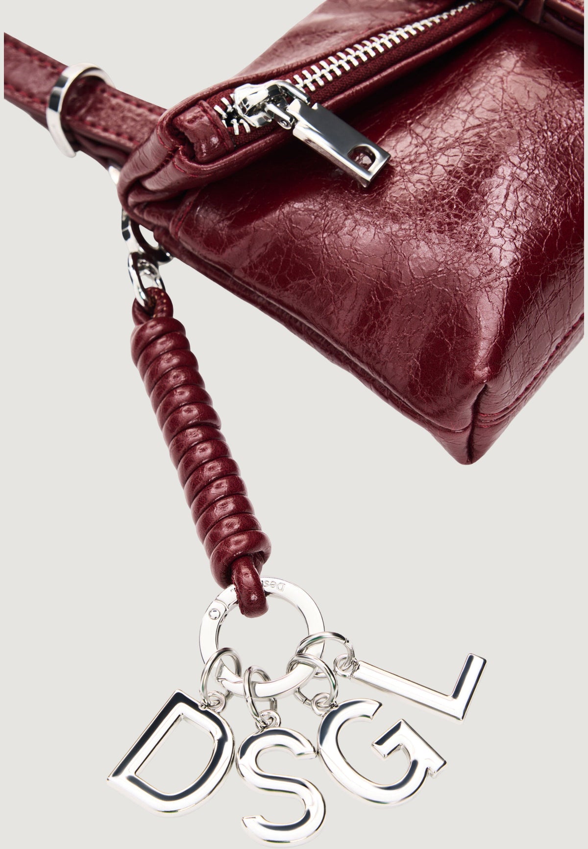 Desigual Half Logo Clutch met asymmetrische rits – Bordeaux