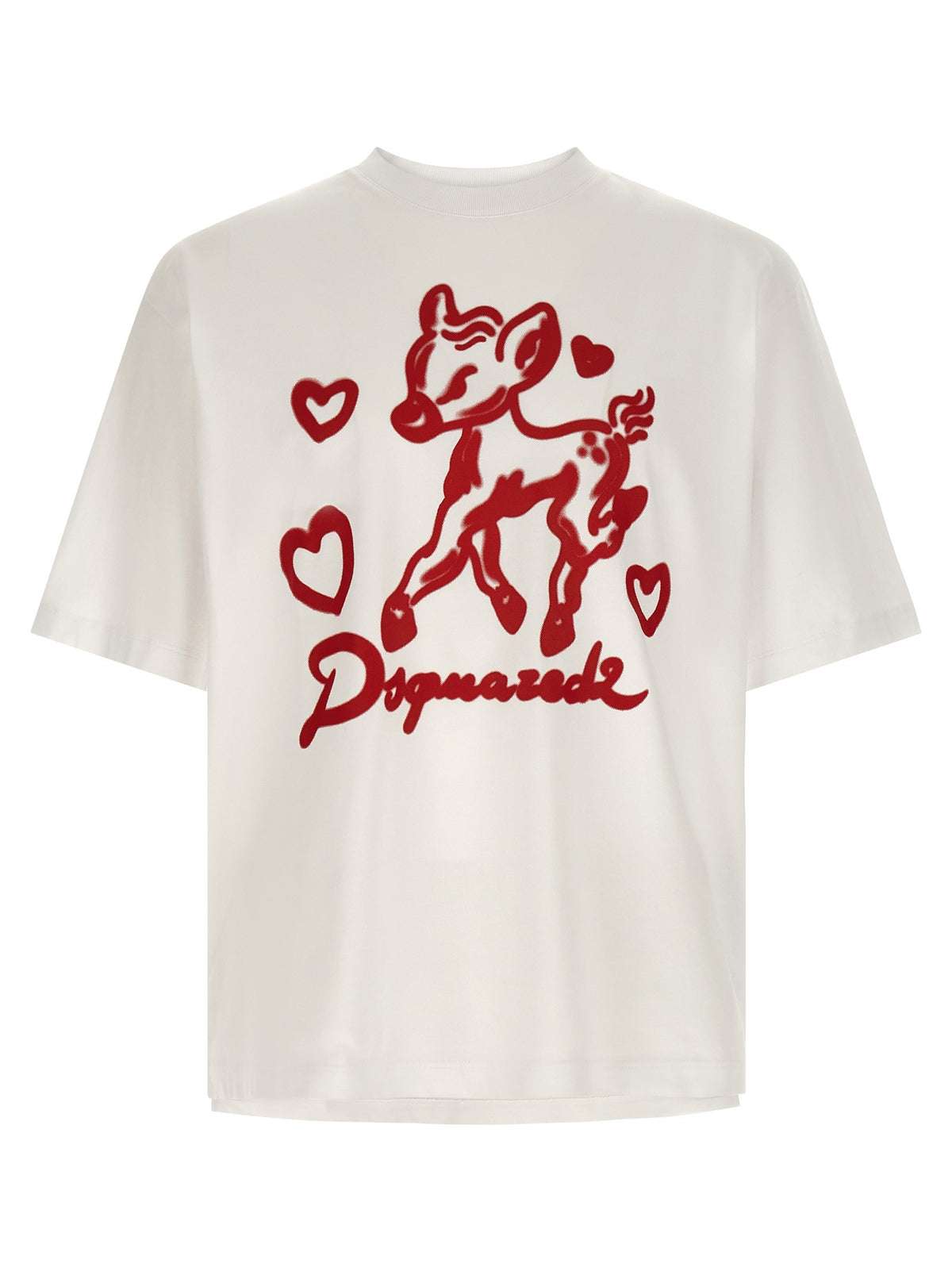 Dsquared2 T-shirt met print en asymmetrische zoom – Rood