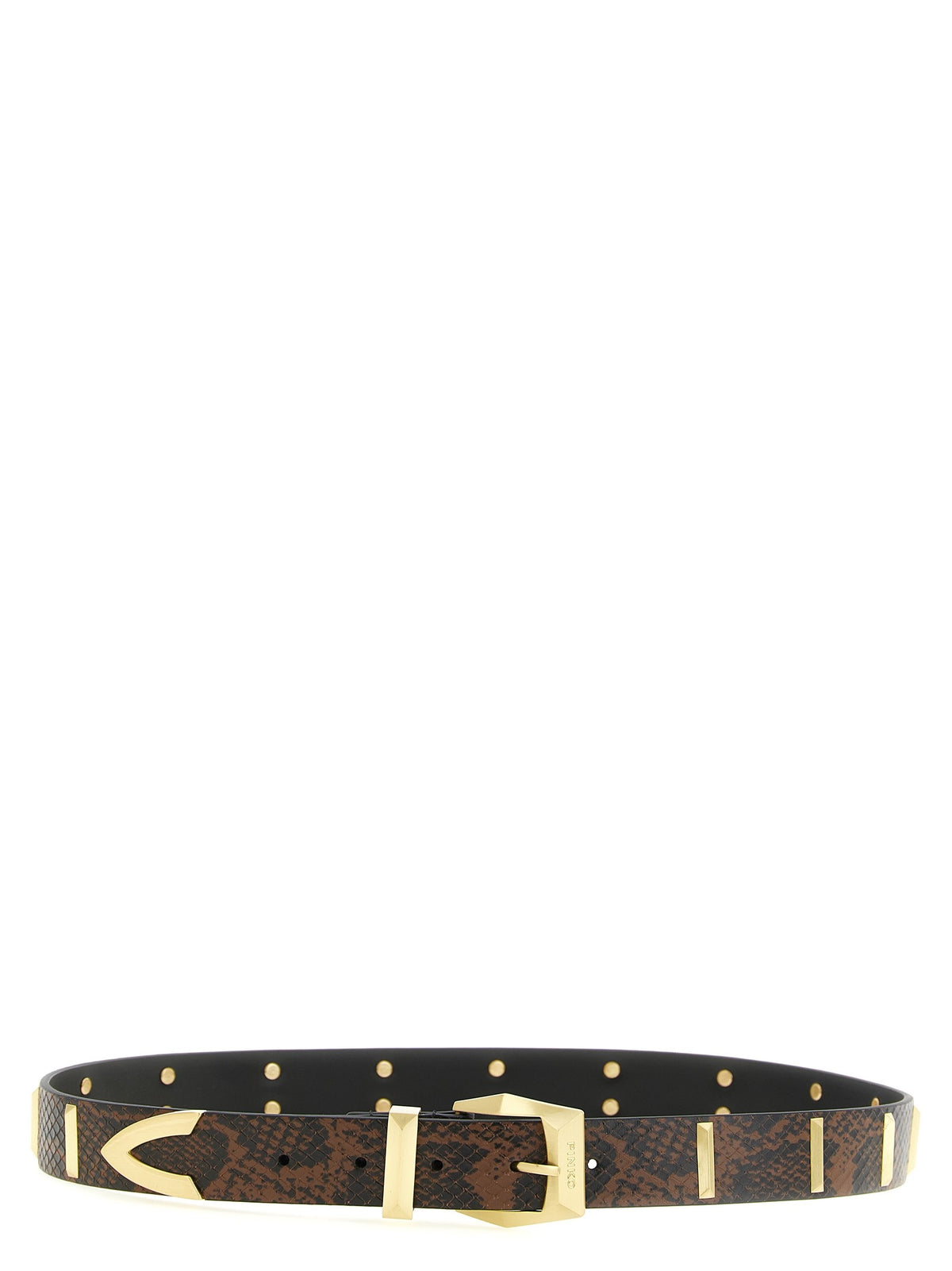 Pinko Leren riem met slangenprint en studs – Meerkleurig