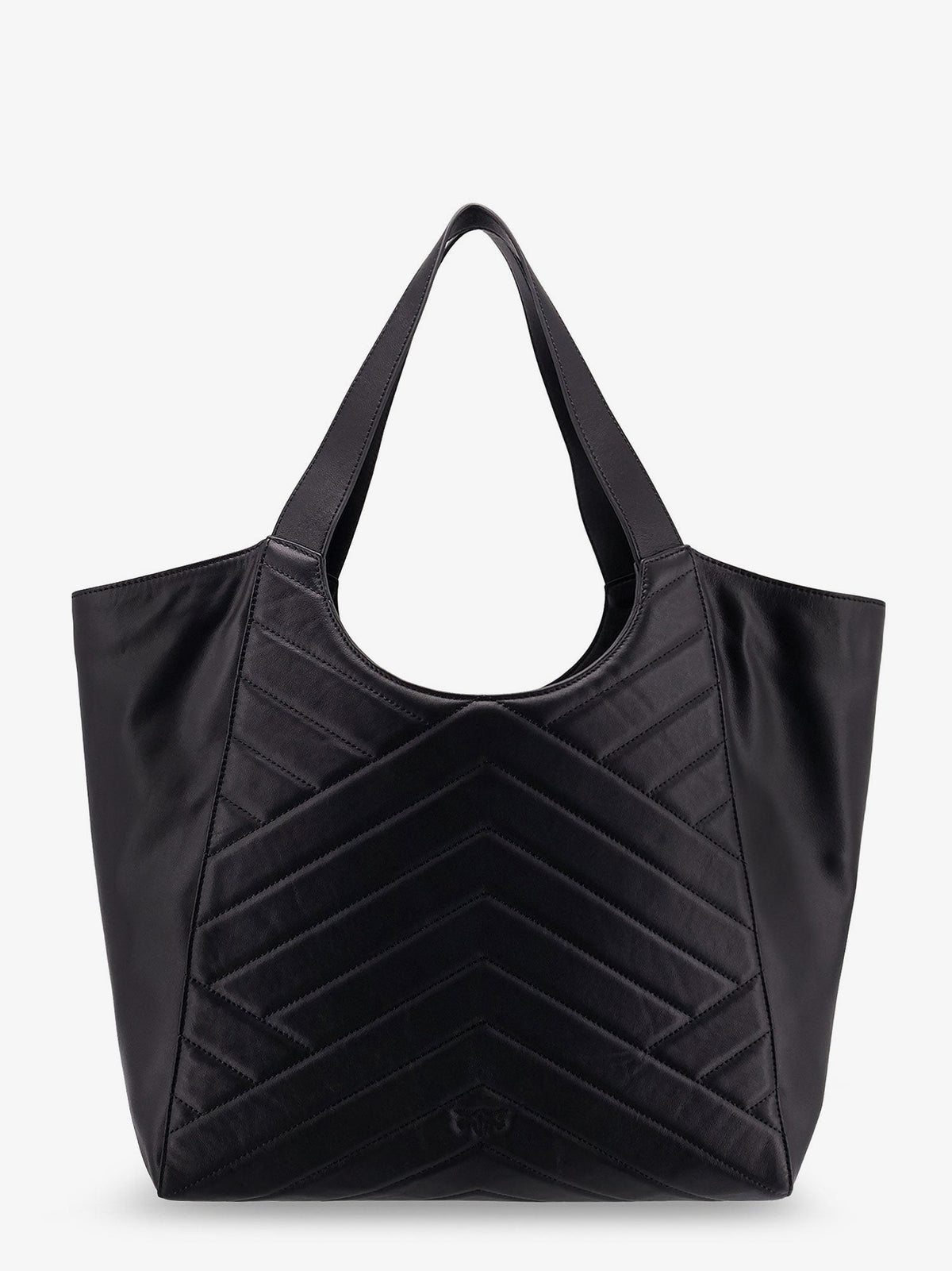 Pinko Doorgestikte leren shopper – Zwart