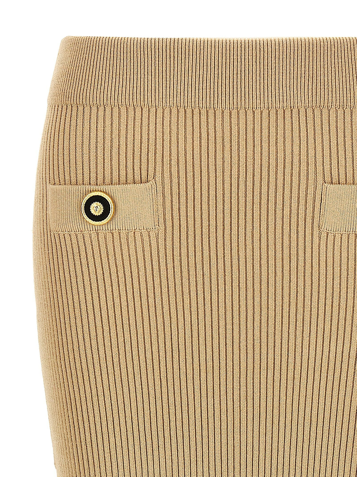 Balmain Geribbelde Midirok – Beige
