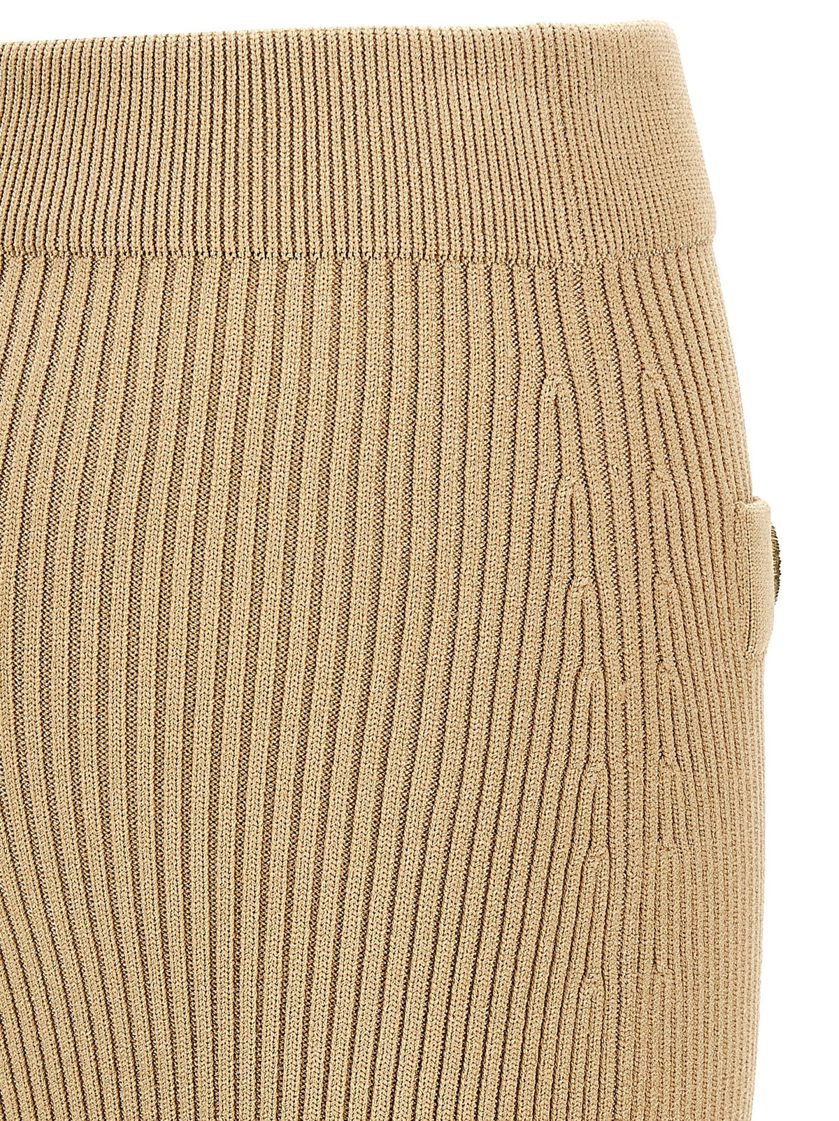 Balmain Geribbelde Midirok – Beige