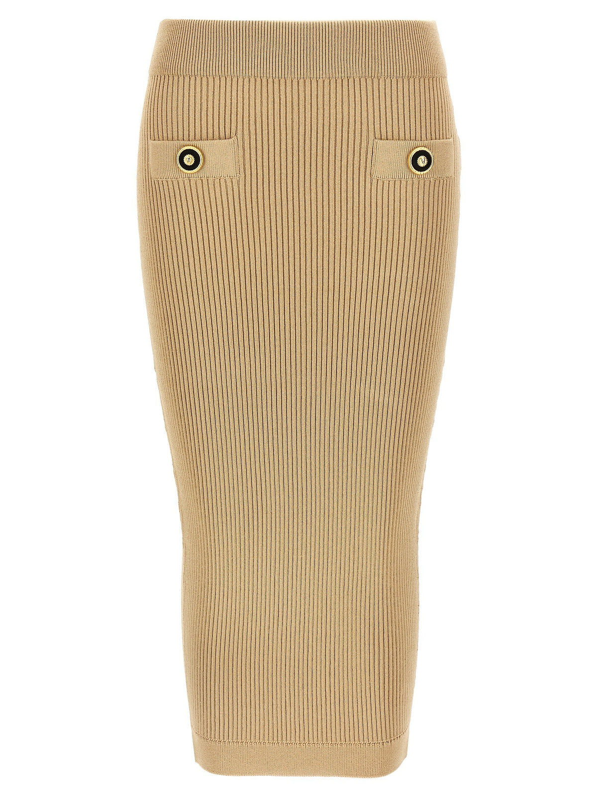 Balmain Geribbelde Midirok – Beige