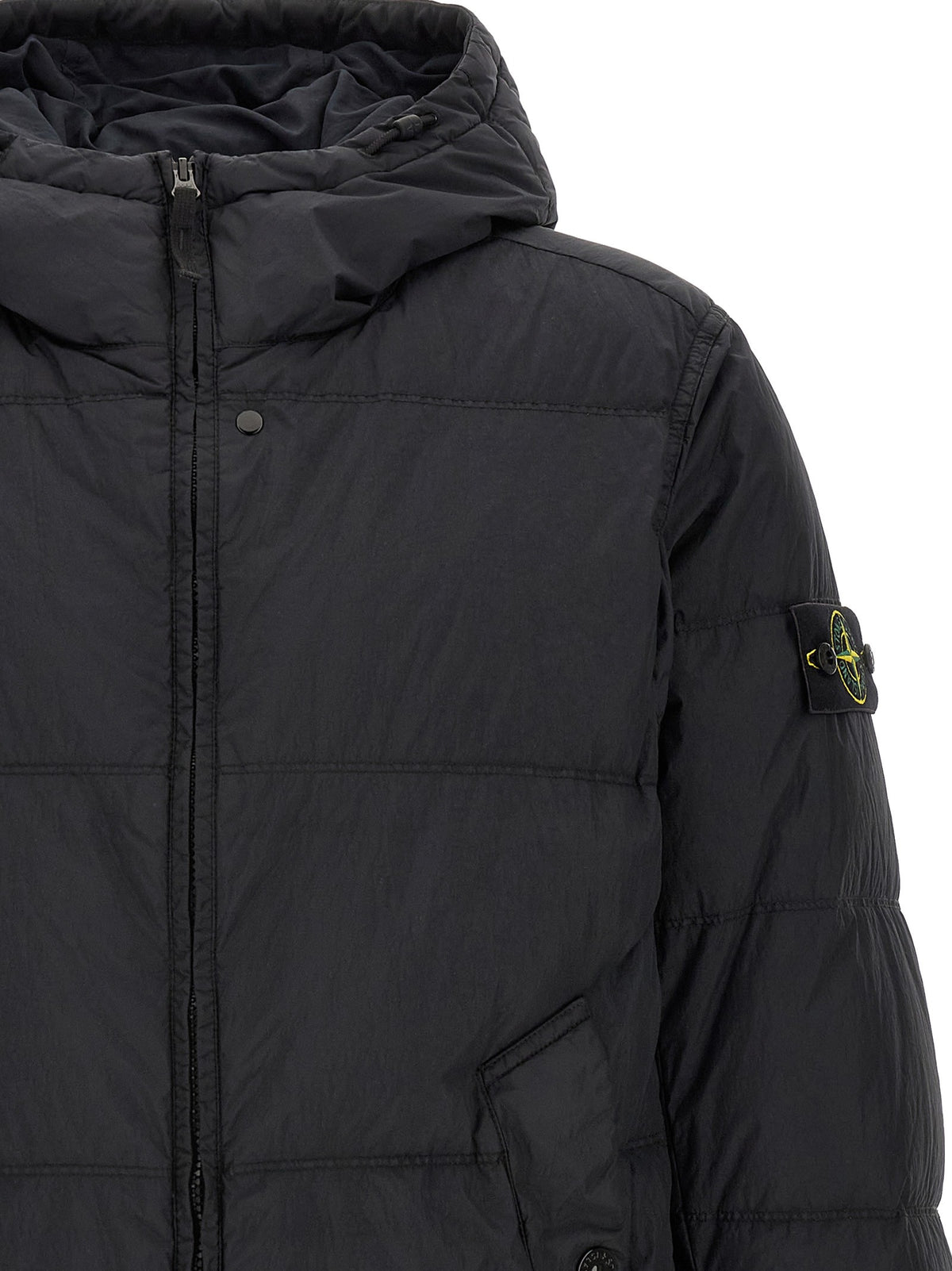 Stone Island Gewatteerde Jas met kreukeleffect – Marineblauw