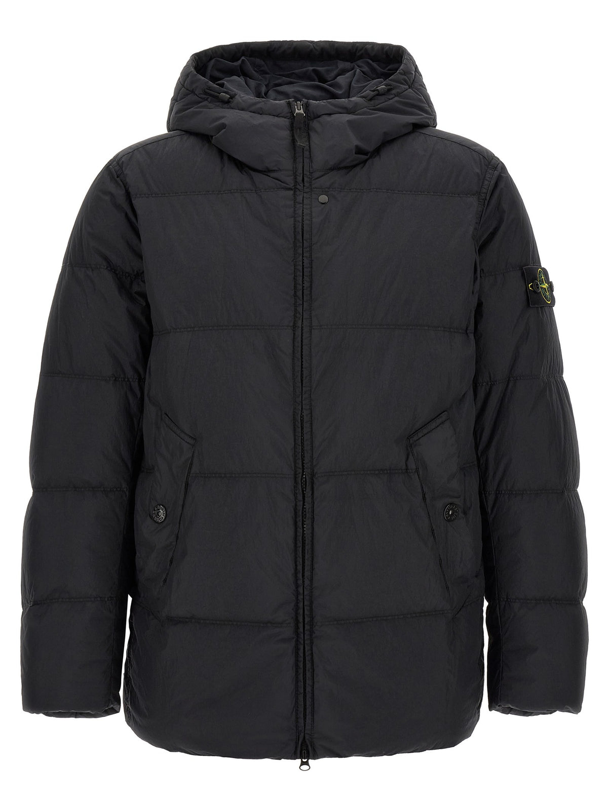 Stone Island Gewatteerde Jas met kreukeleffect – Marineblauw