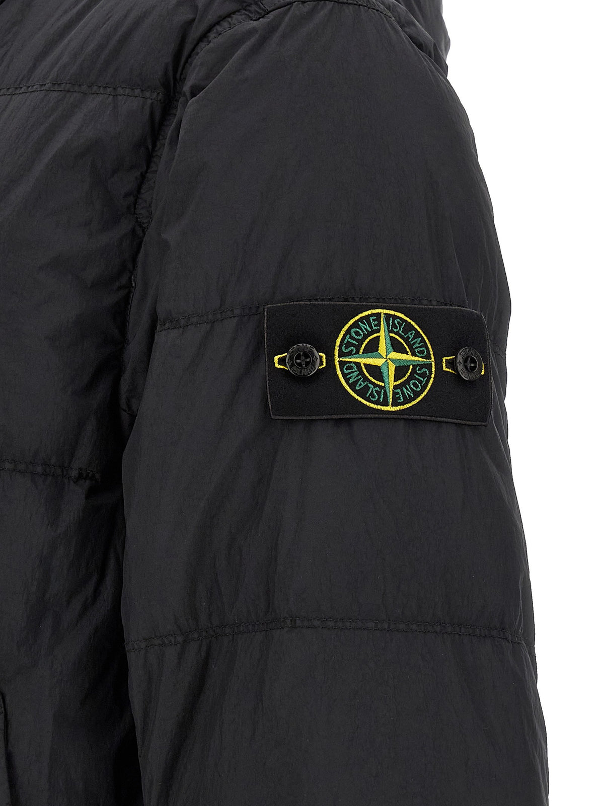 Stone Island Gewatteerde Jas met kreukeleffect – Marineblauw