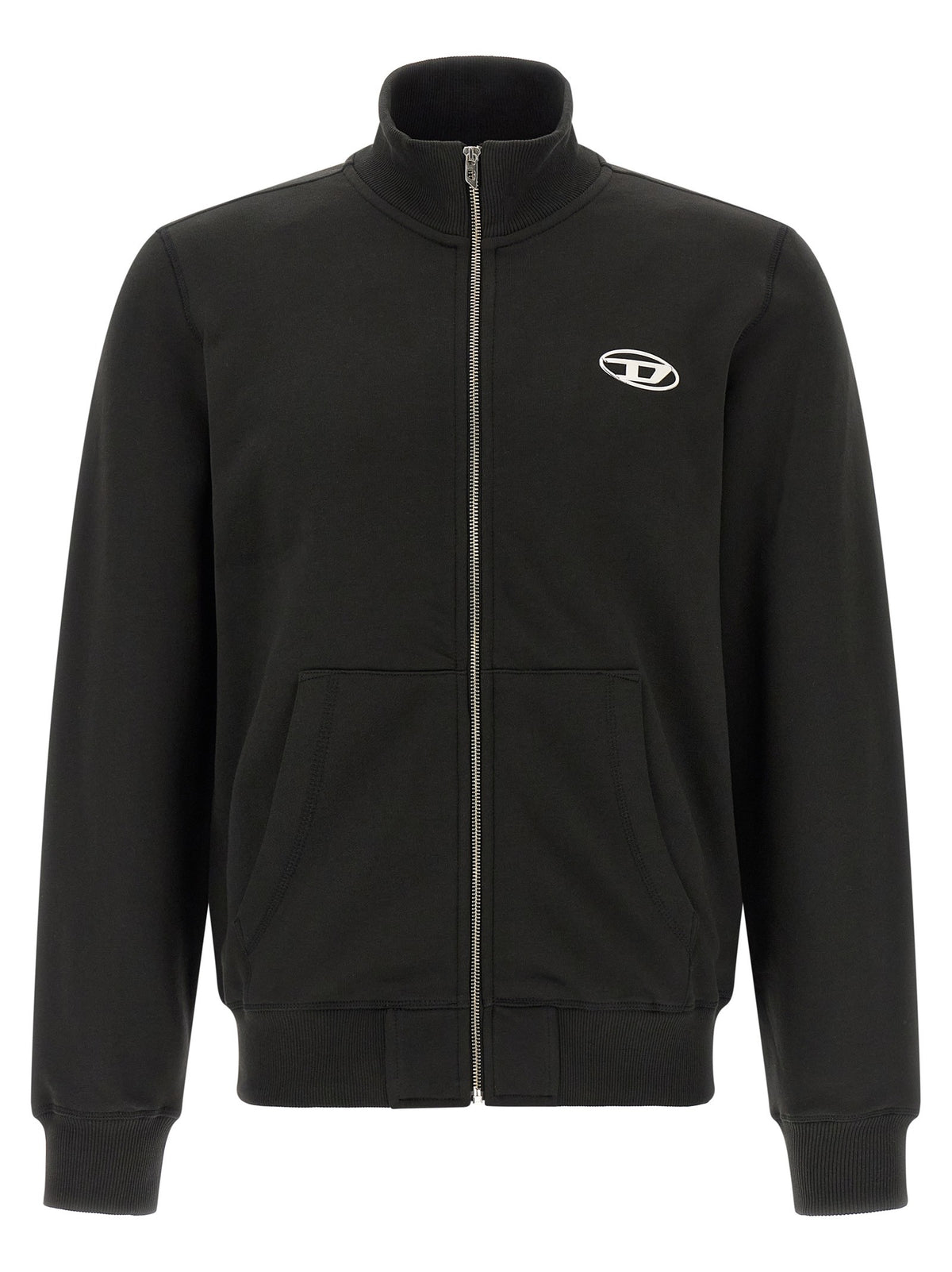 Diesel Sweatvest met rits en Oval D-logo – Zwart