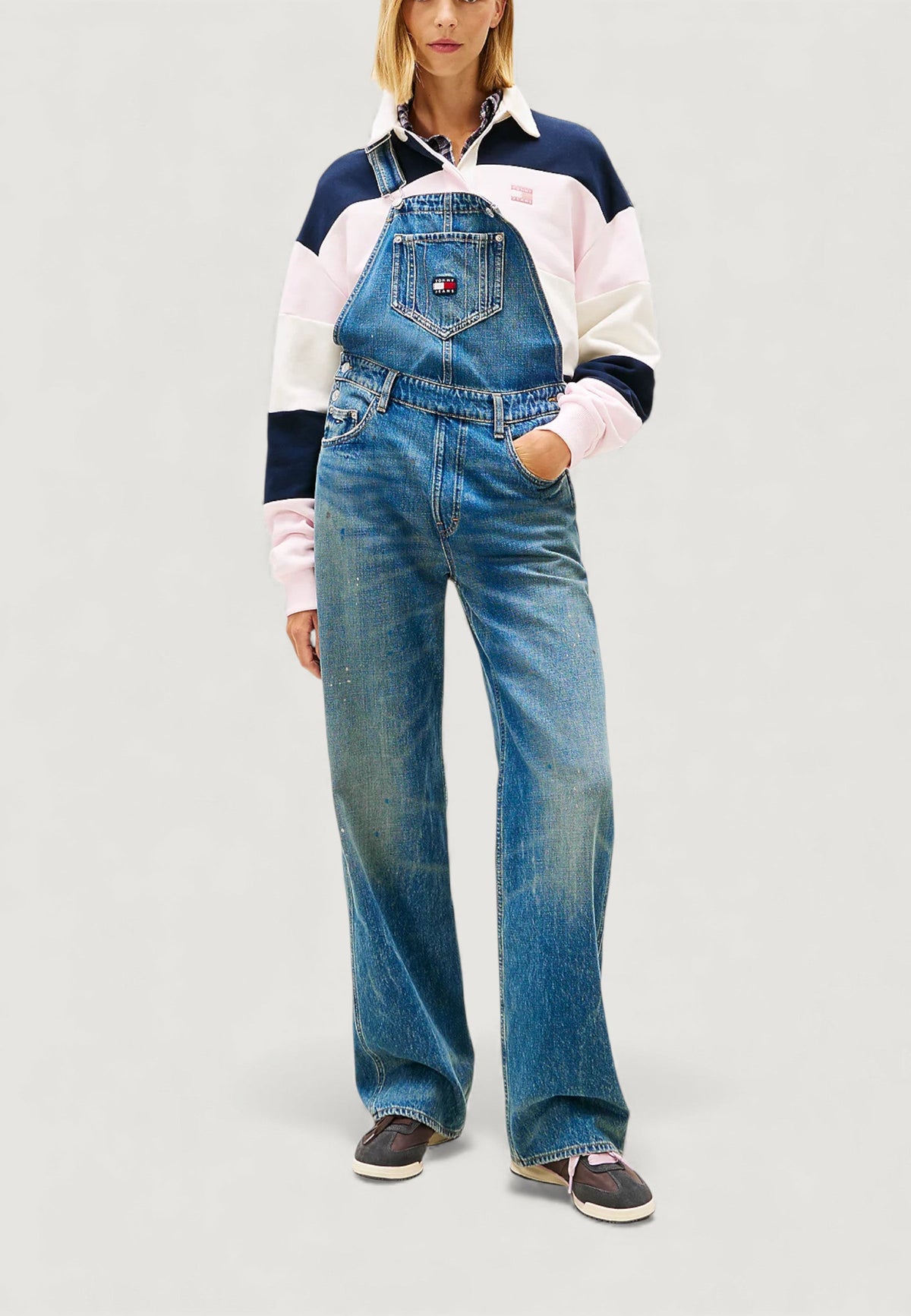 Tommy Hilfiger Jumpsuit met knopen en zakken – Lichtblauw
