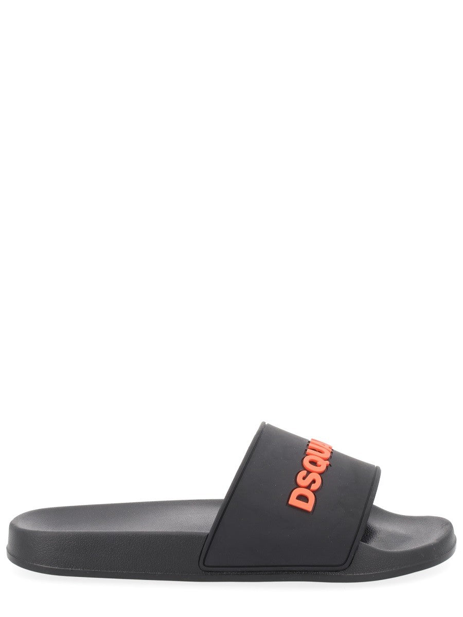 Dsquared2 Rubberen Sandalen met logo – Zwart