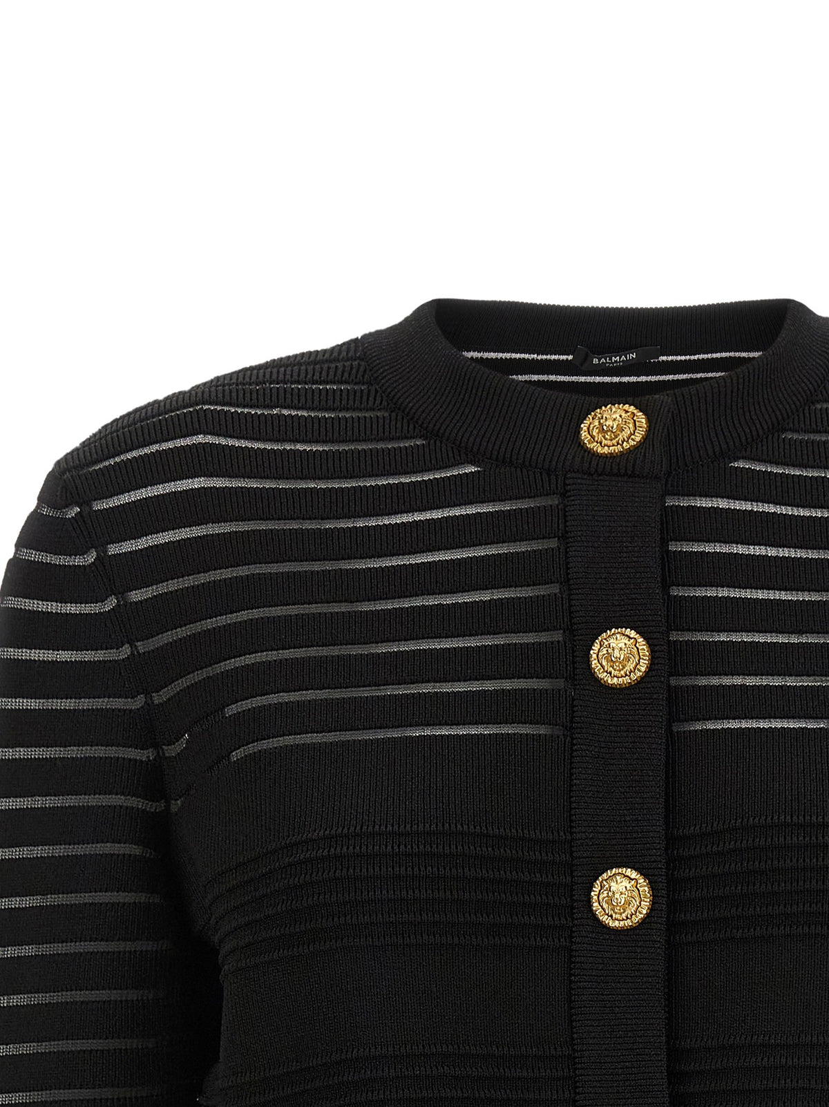 Balmain Vest met doorzichtige strepen – Zwart
