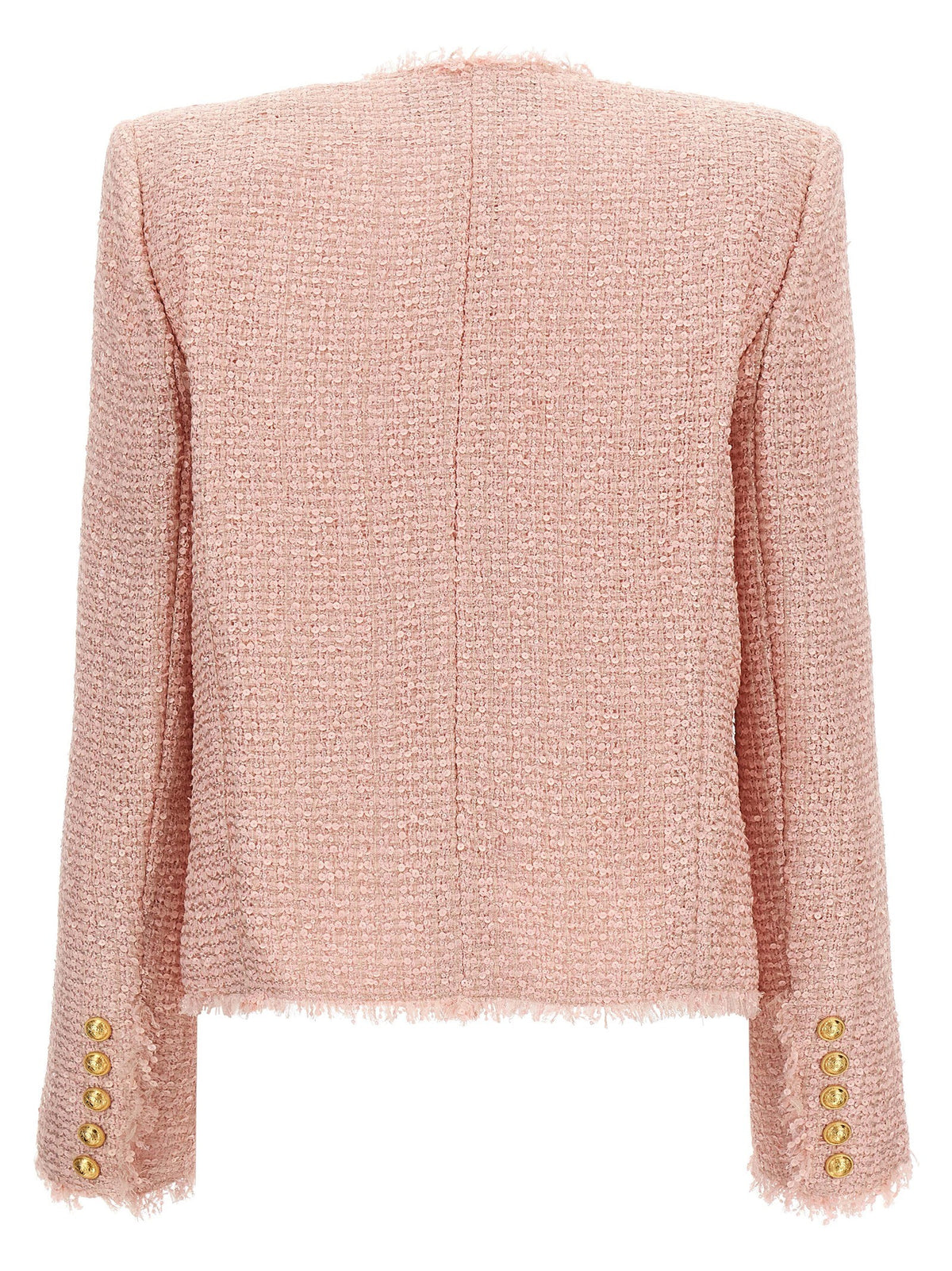 Balmain Tweed Blazer met Pailletten – Roze