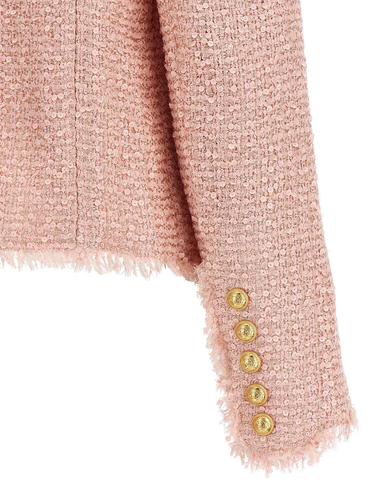 Balmain Tweed Blazer met Pailletten – Roze