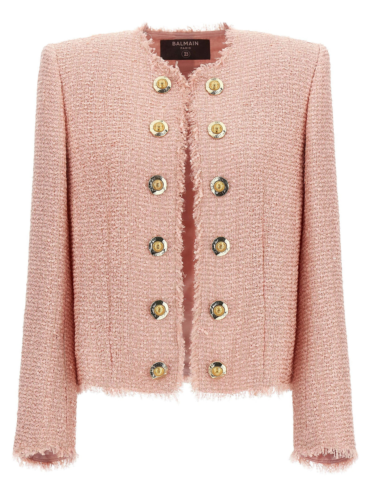 Balmain Tweed Blazer met Pailletten – Roze