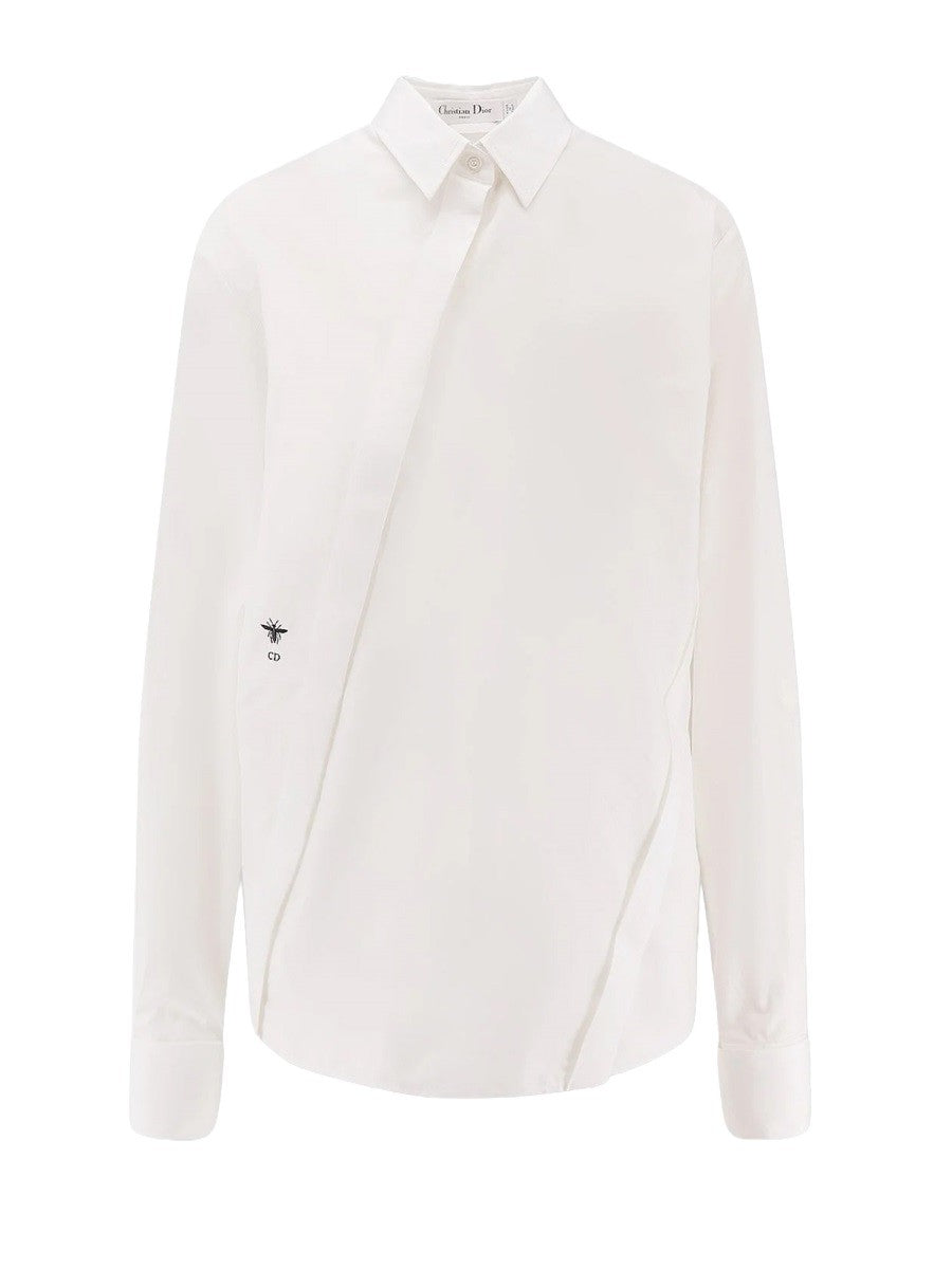 Christian Dior Blouse met asymmetrische sluiting – Wit