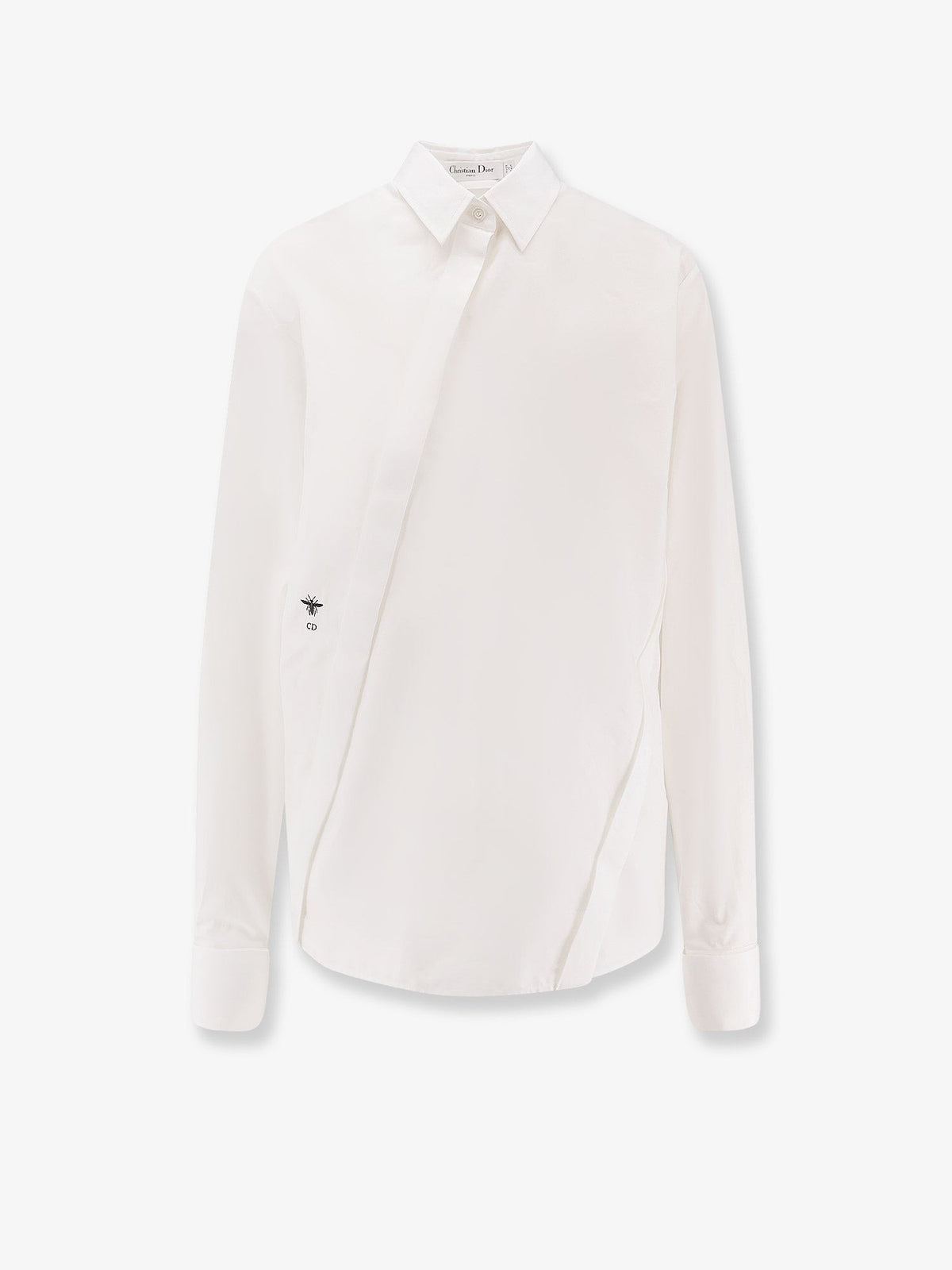 Christian Dior Blouse met schuine sluiting – Wit