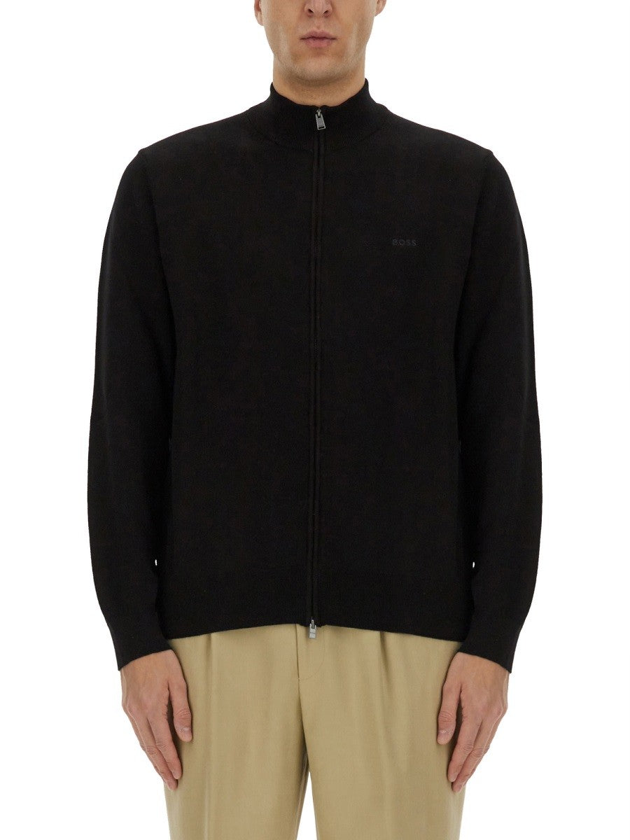 Boss Katoenen Vest met rits – Zwart