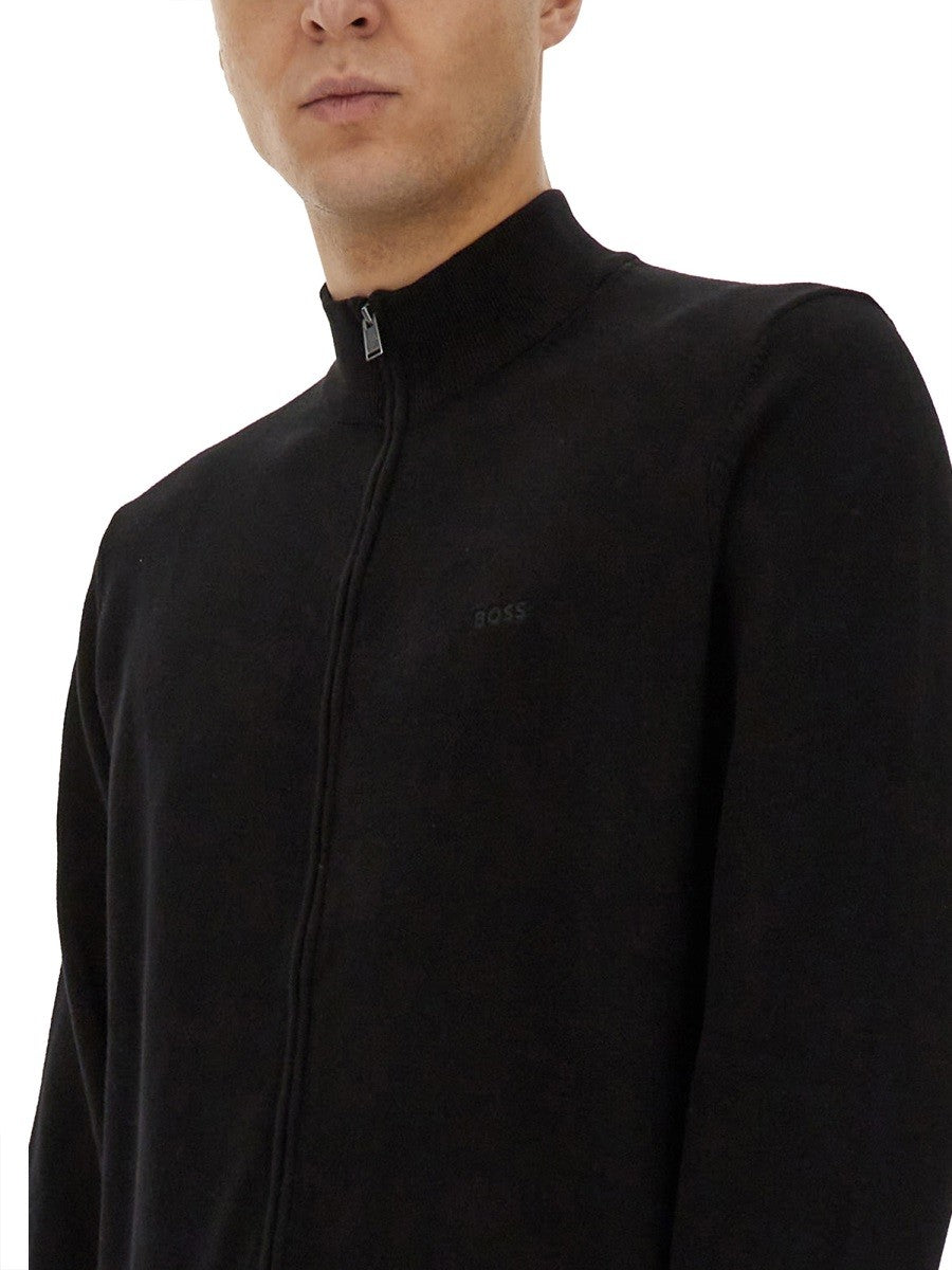 Boss Katoenen Vest met rits – Zwart