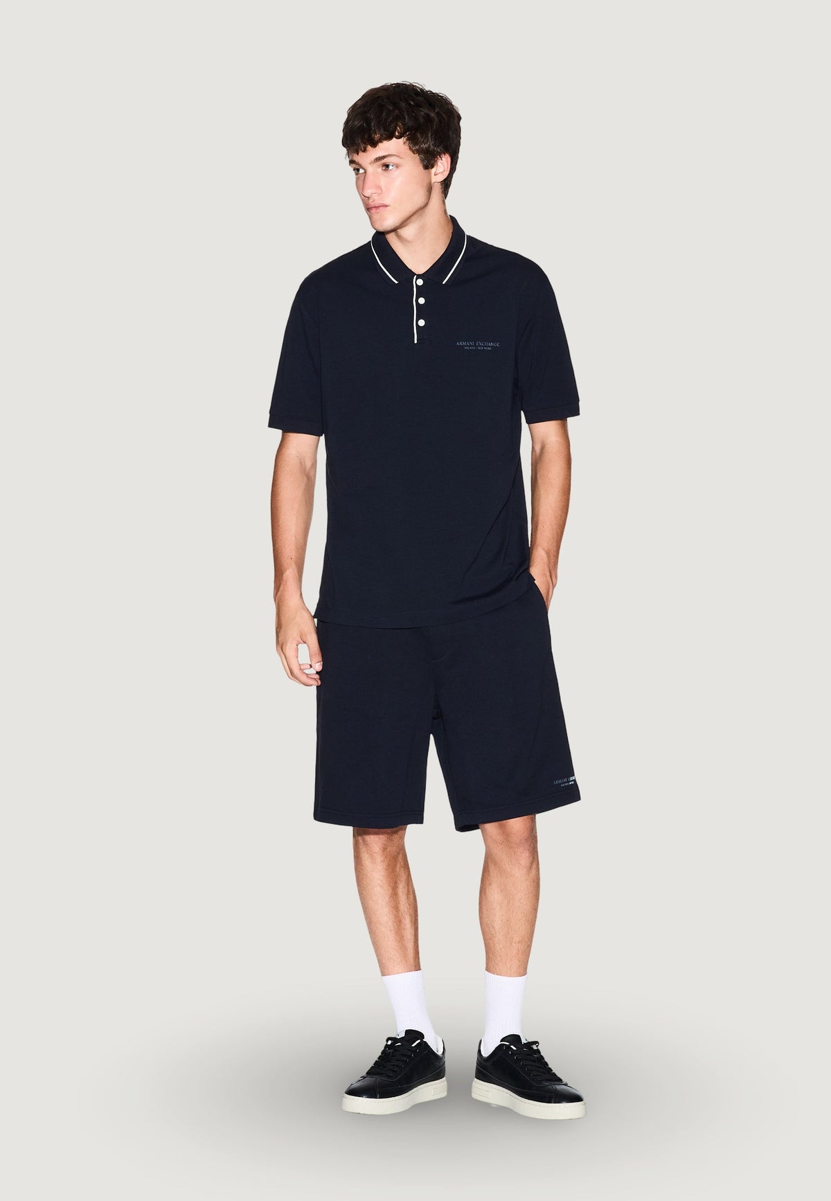 Armani Exchange Katoenen Bermuda met Veters – Marineblauw