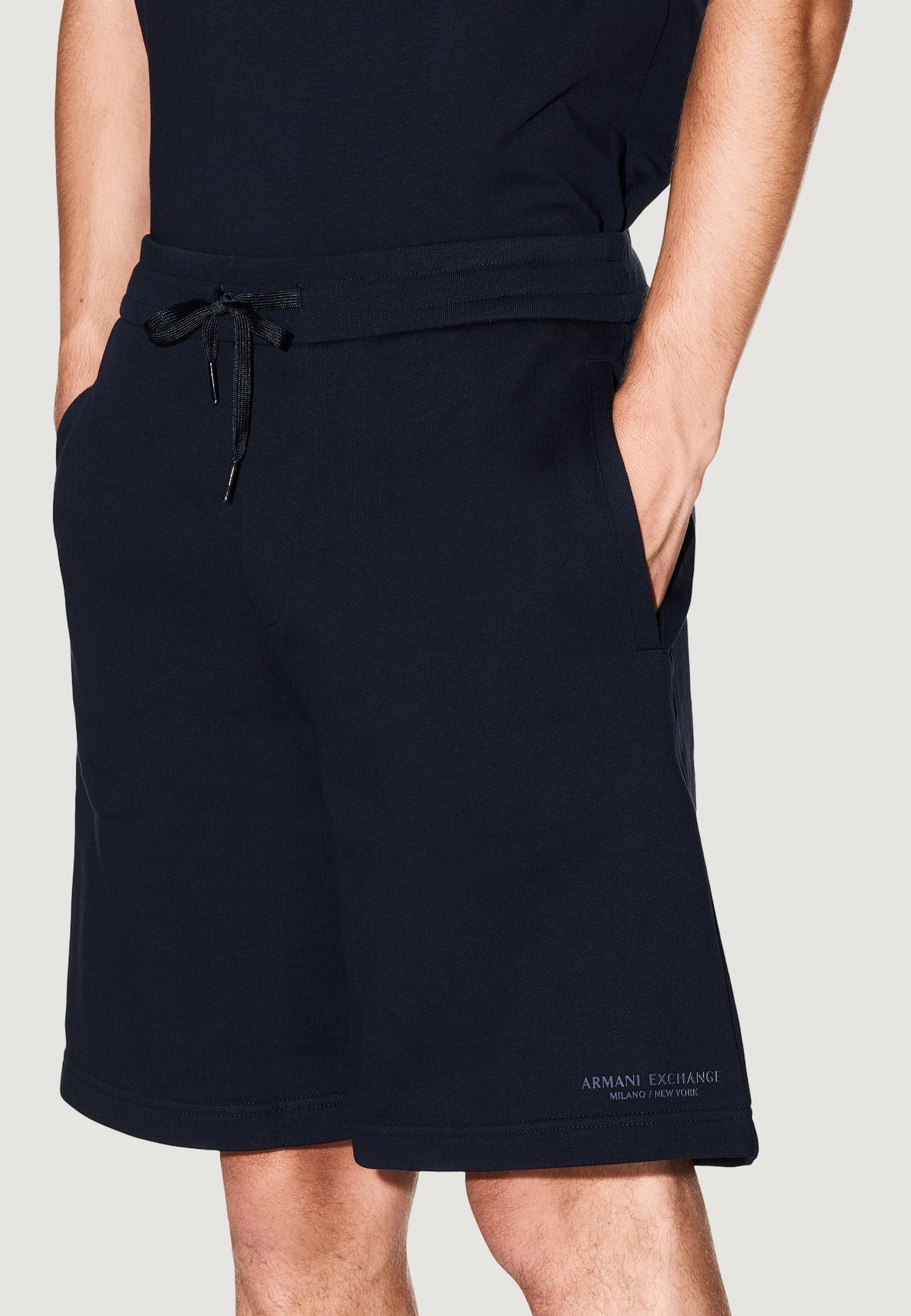Armani Exchange Katoenen Bermuda met Veters – Marineblauw