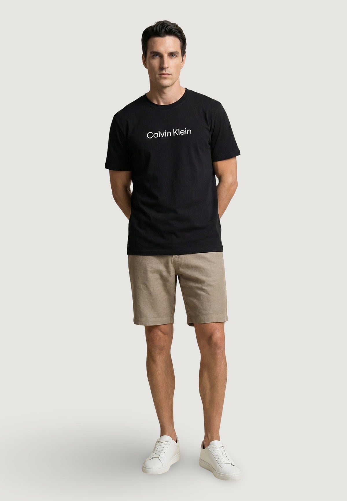Armani Exchange Katoen-Linnen Bermuda – Khaki