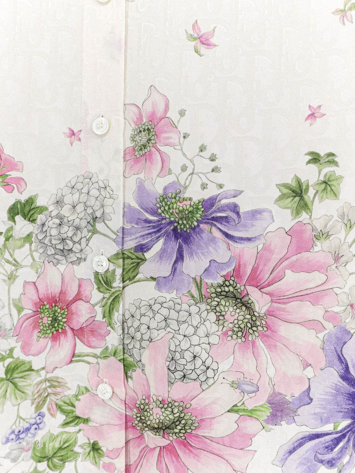 Christian Dior Hortensia Garden Zijden Blouse – Meerkleurig