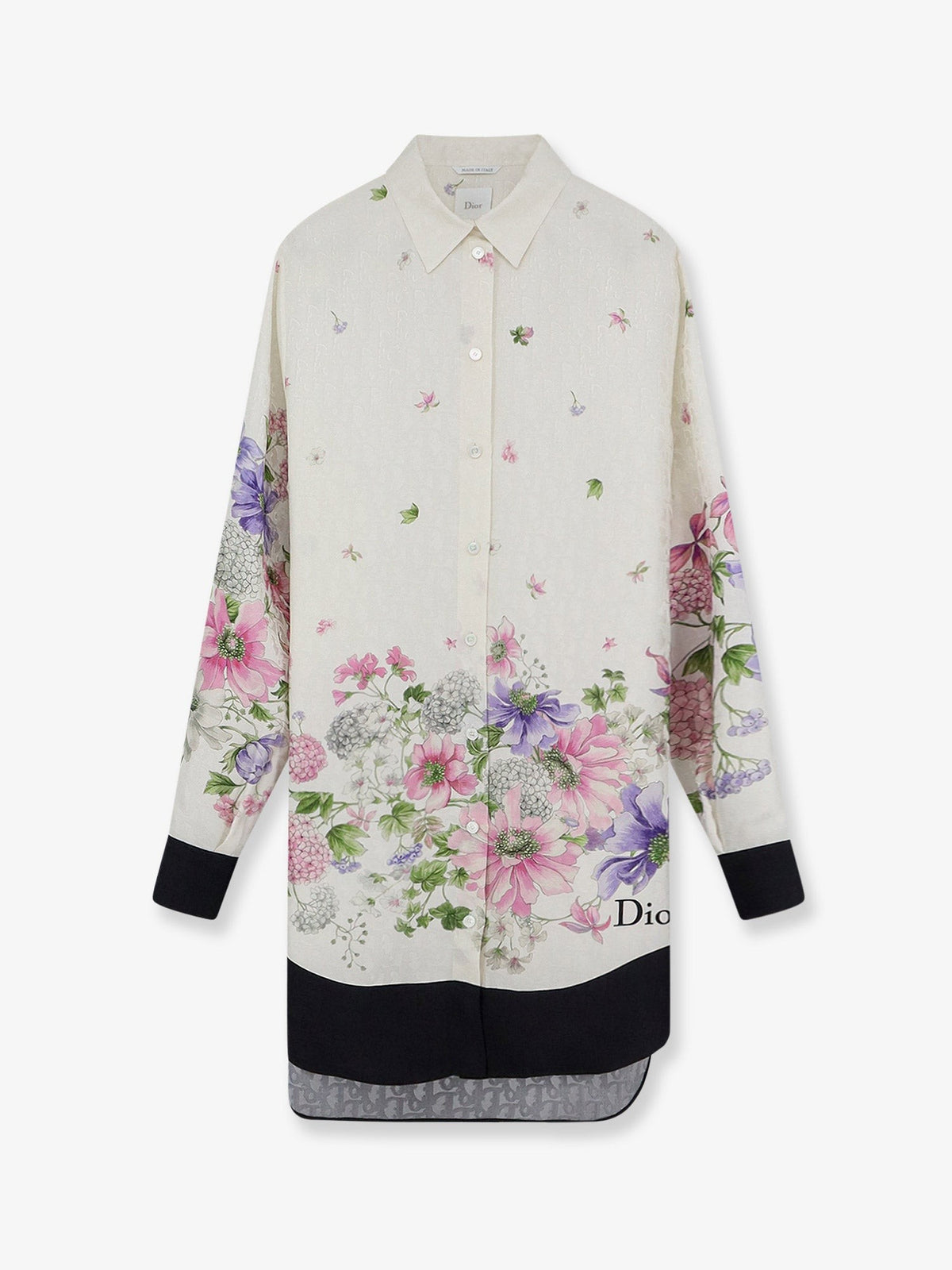 Christian Dior Hortensia Garden Zijden Blouse – Meerkleurig