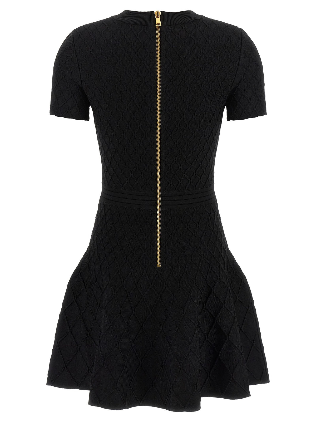 Balmain Gebreide jurk met ruitmotief – Zwart