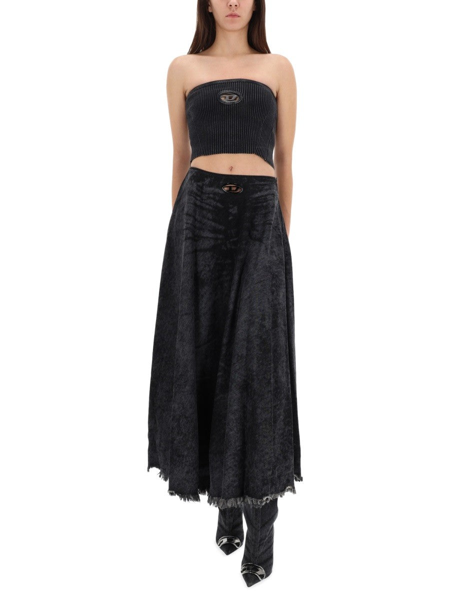 Diesel Lange denim rok – Zwart