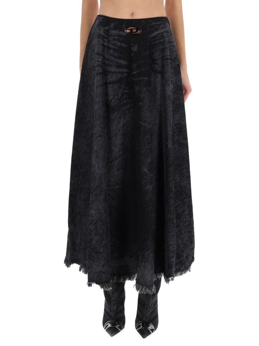 Diesel Lange denim rok – Zwart
