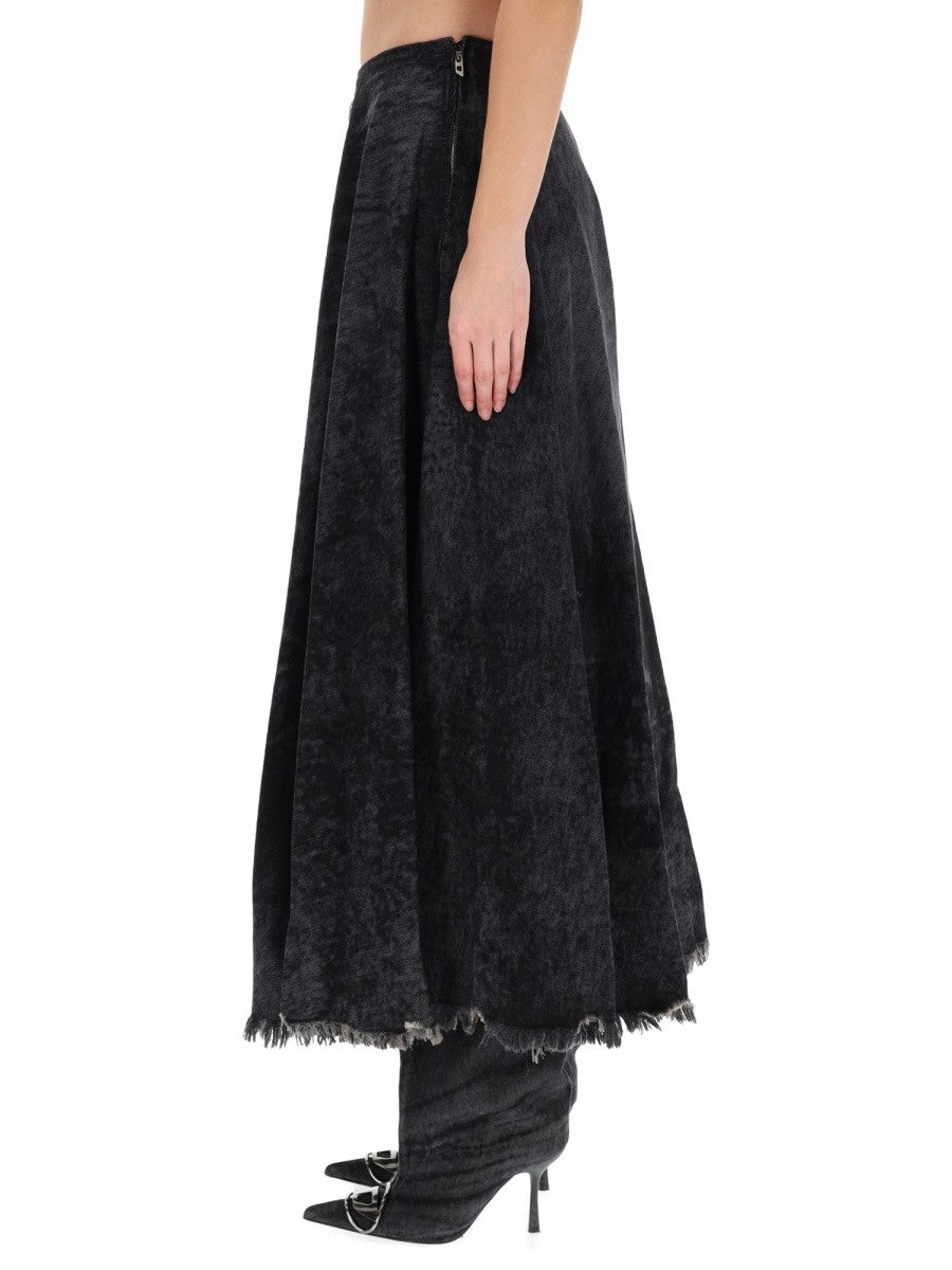 Diesel Lange denim rok – Zwart