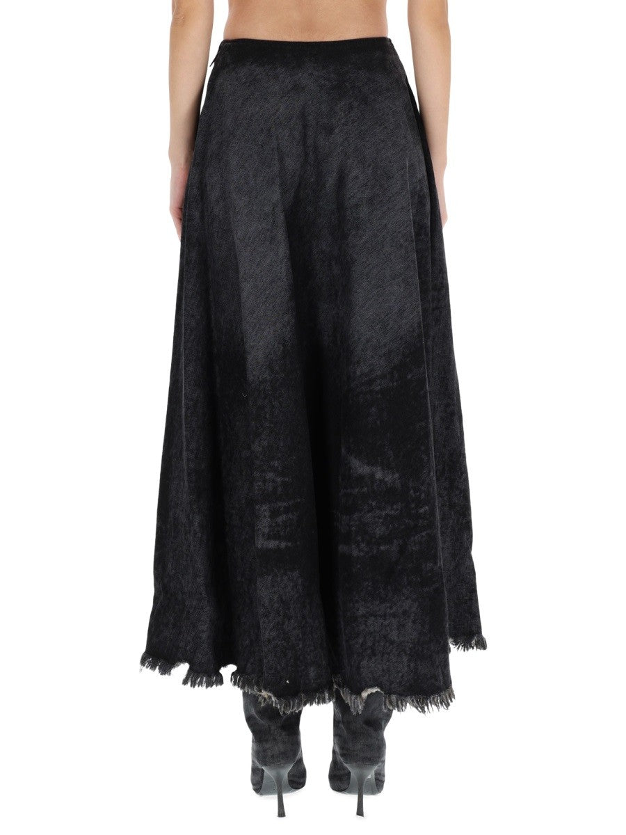 Diesel Lange denim rok – Zwart