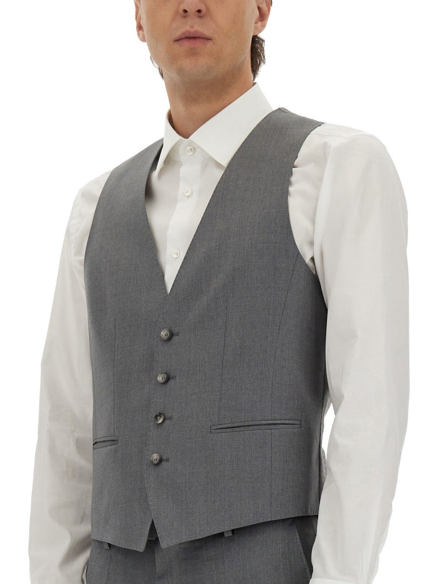 Boss Wollen Slim Fit Gilet – Grijs