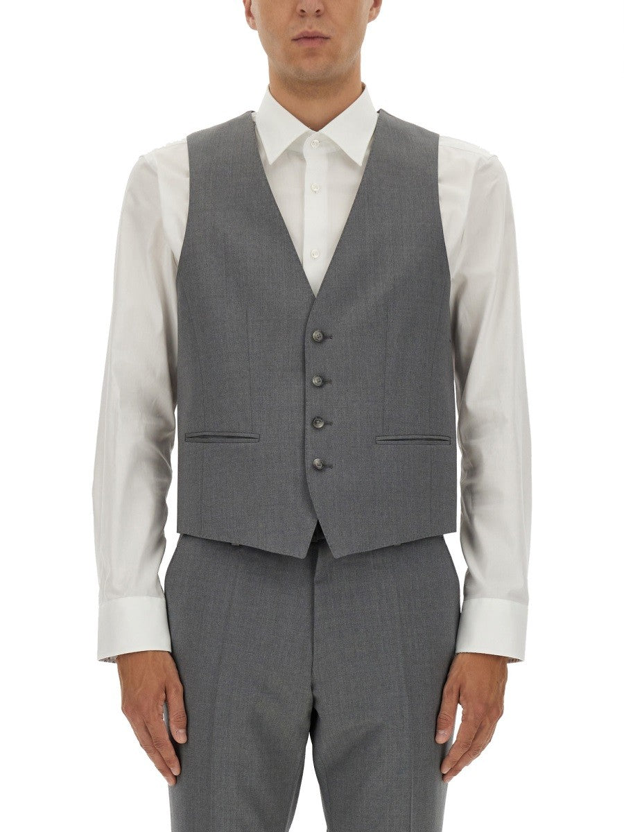 Boss Wollen Slim Fit Gilet – Grijs