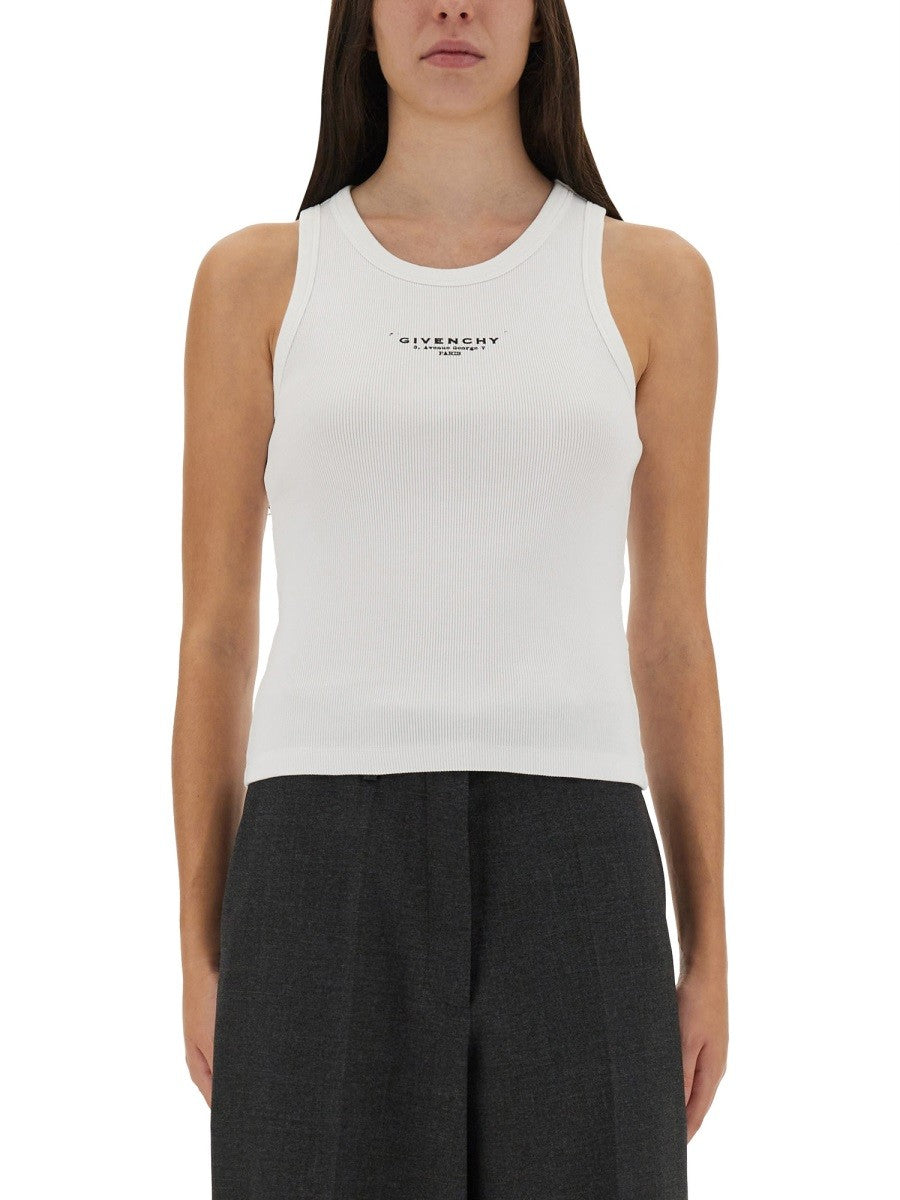 Givenchy Slim Tanktop met logoprint – Wit