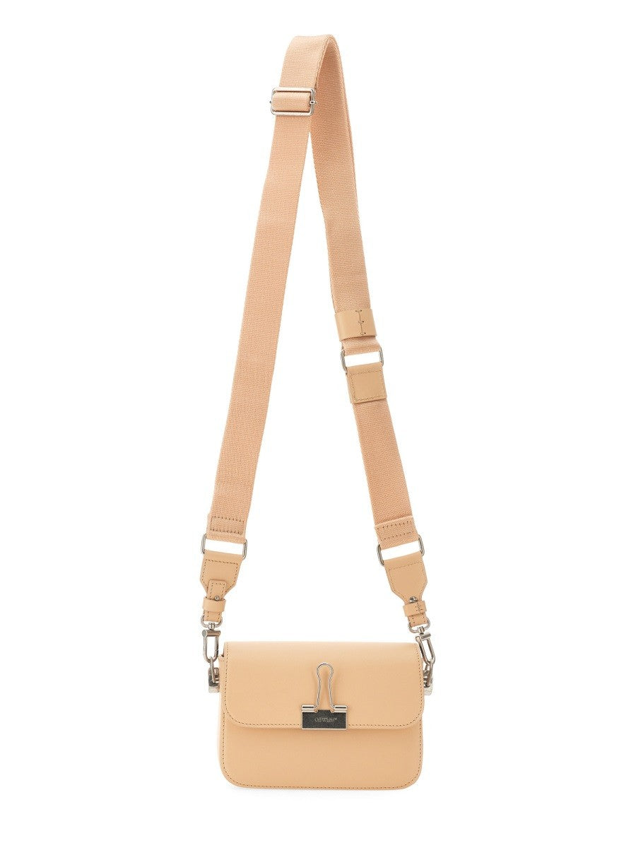 Off-White Kleine Leren Schoudertas – Beige