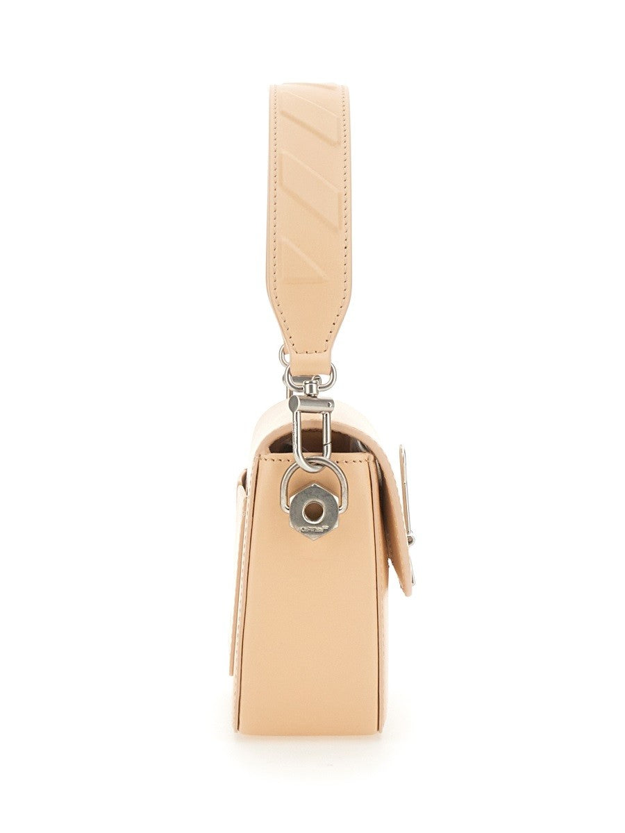 Off-White Kleine Leren Schoudertas – Beige