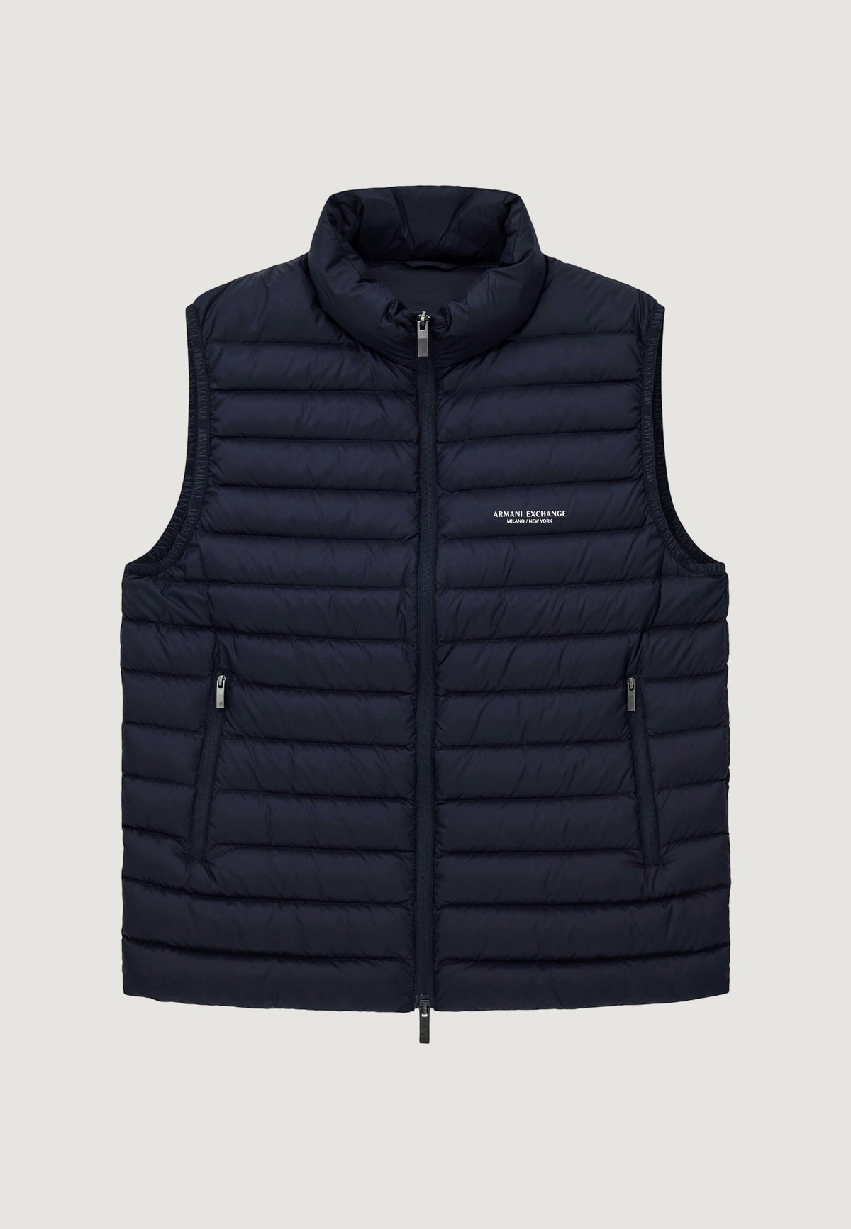 Armani Exchange Donsbodywarmer met Hoge Hals – Blauw
