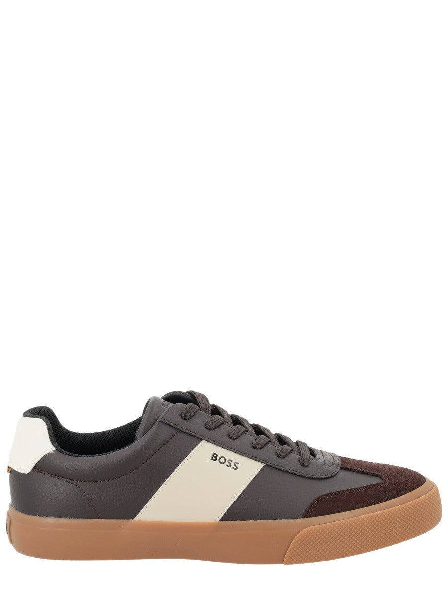 Boss Leren Sneakers met logo – Bruin
