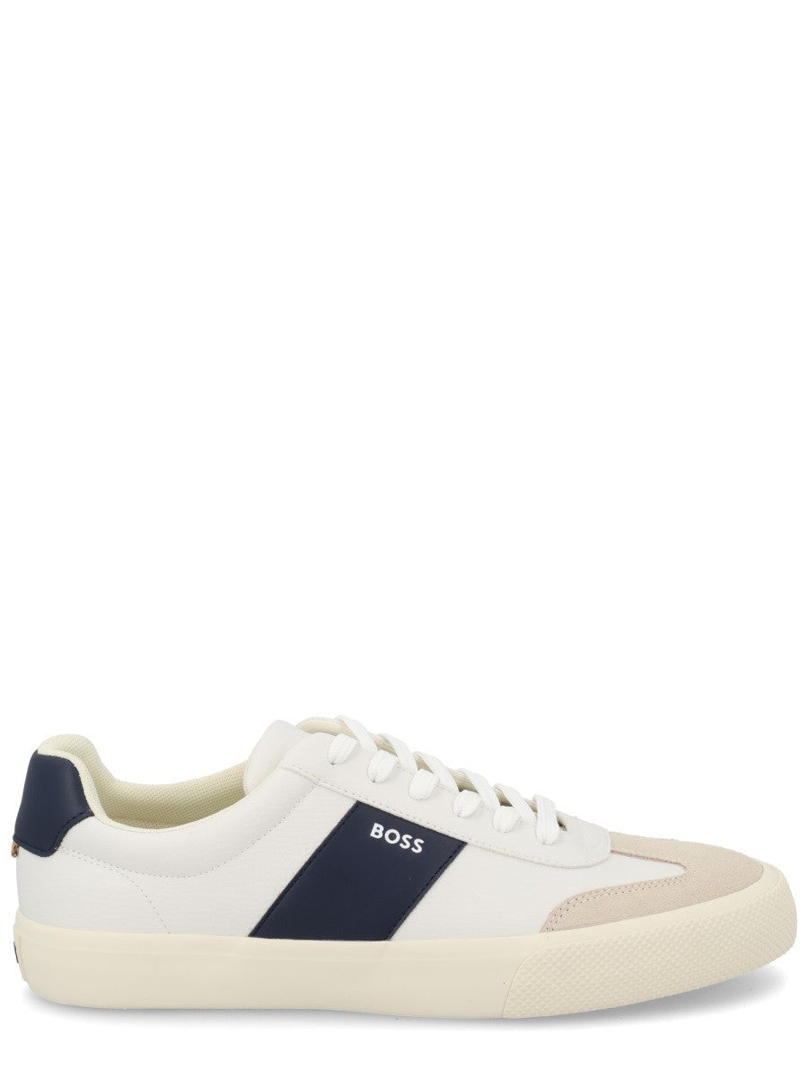Boss Leren Sneakers met logo – Wit
