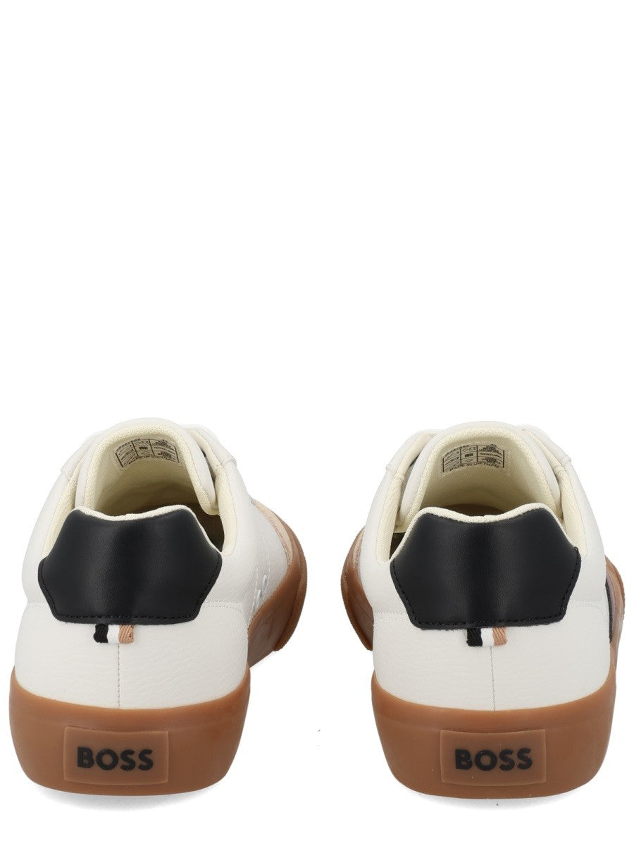 Boss Leren Sneakers met logo – Wit