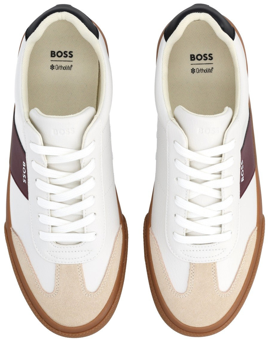 Boss Leren Sneakers met logo – Wit