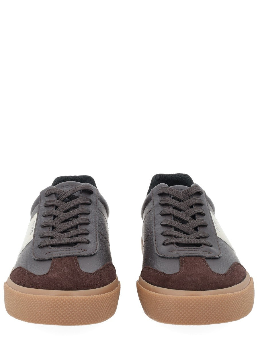 Boss Leren Sneakers met logo – Bruin