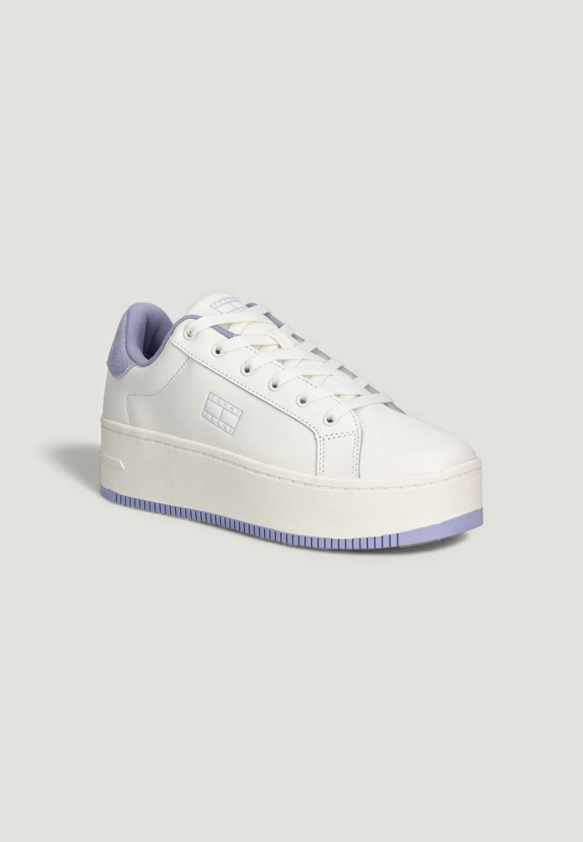 Tommy Hilfiger Leren sneakers met rubberen zool – Wit / Paars